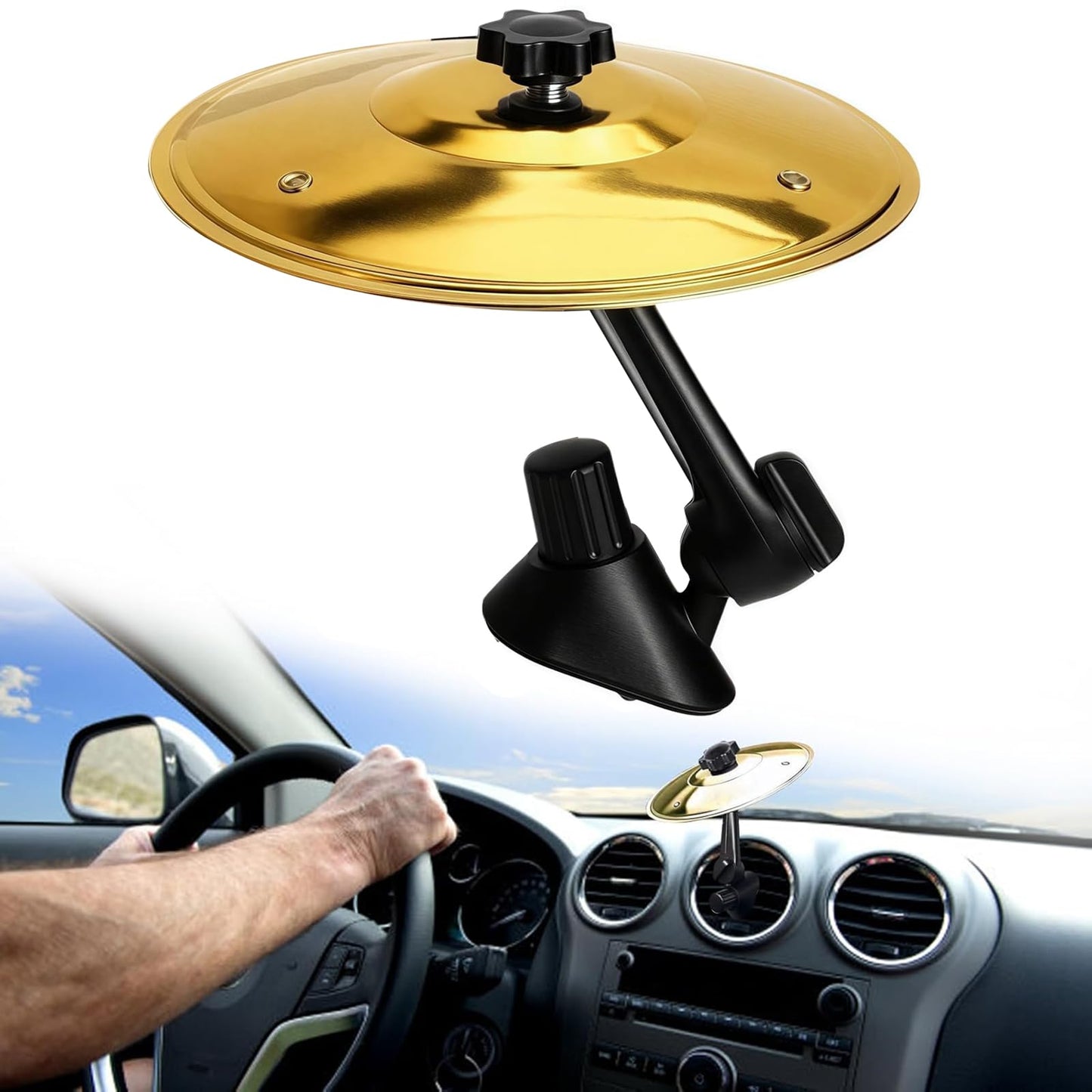 Car Cymbal Air Vent, Car Symbol Drum Air Vent, Crash Dash Board Drum Symbol, Mini Drums Crash Cymbal For Music Lovers(Gold)