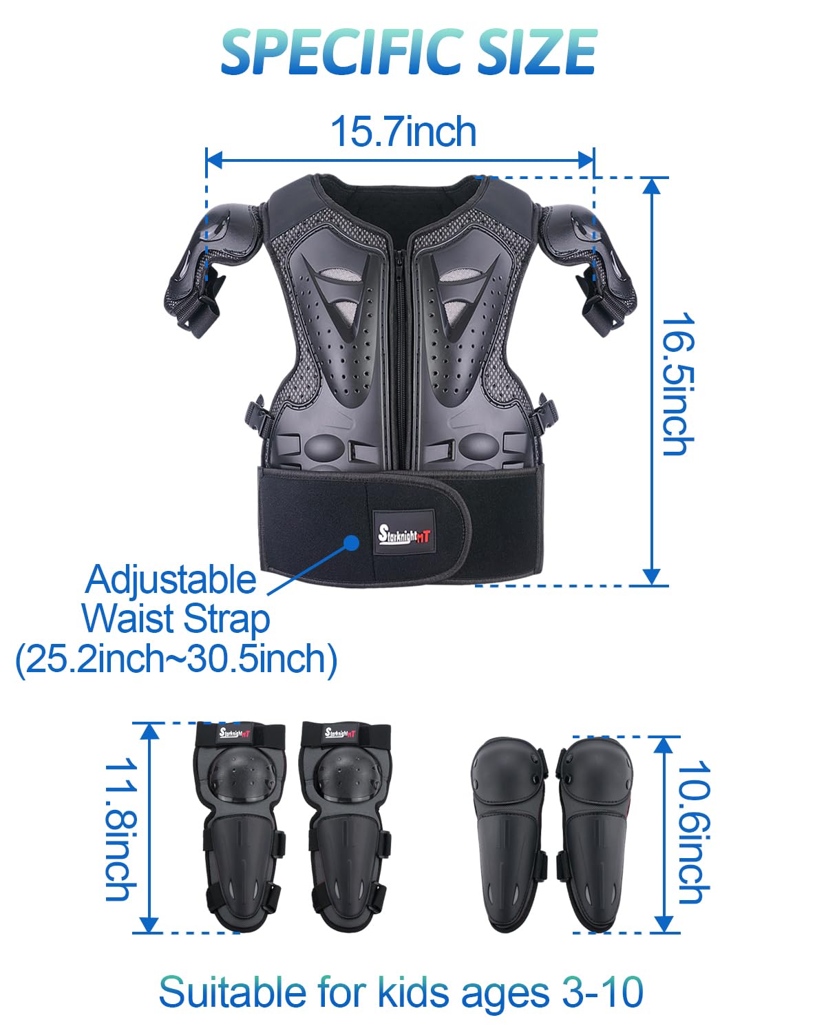 Kids Motorcycle Armor Suit Dirt Bike Gear Riding Protective Chest Spine Back Protector Shoulder Arm Elbow Knee Protector Pads for Cycling Skateboard,Skiing,Skating,Off-Road