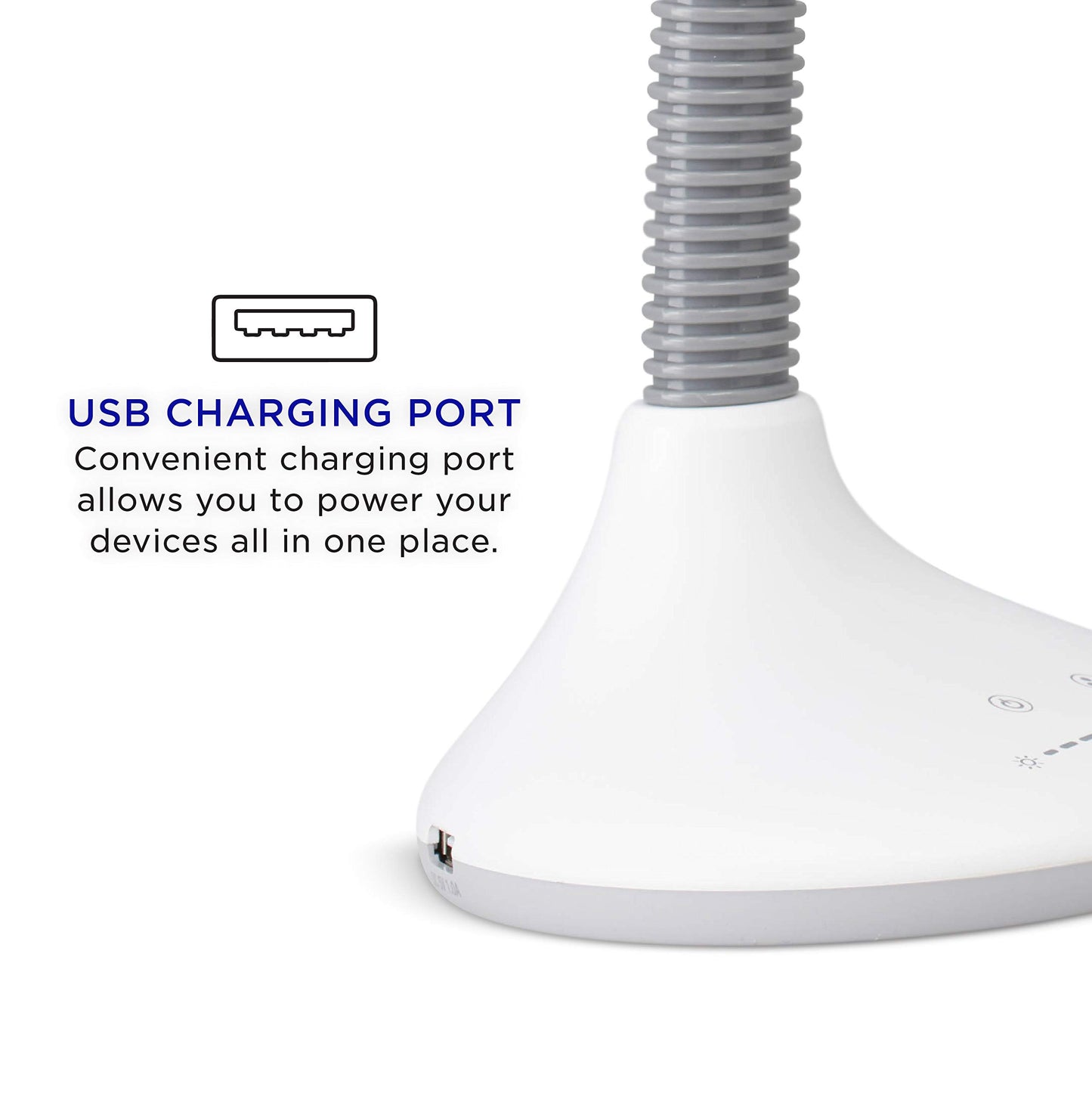 Verilux® SmartLight Full Spectrum LED Desk Lamp with Adjustable Brightness, Flexible Gooseneck, Integrated USB Charging Port, Reduces Eye Strain and Fatigue - Ideal for Reading, Artists, Craft