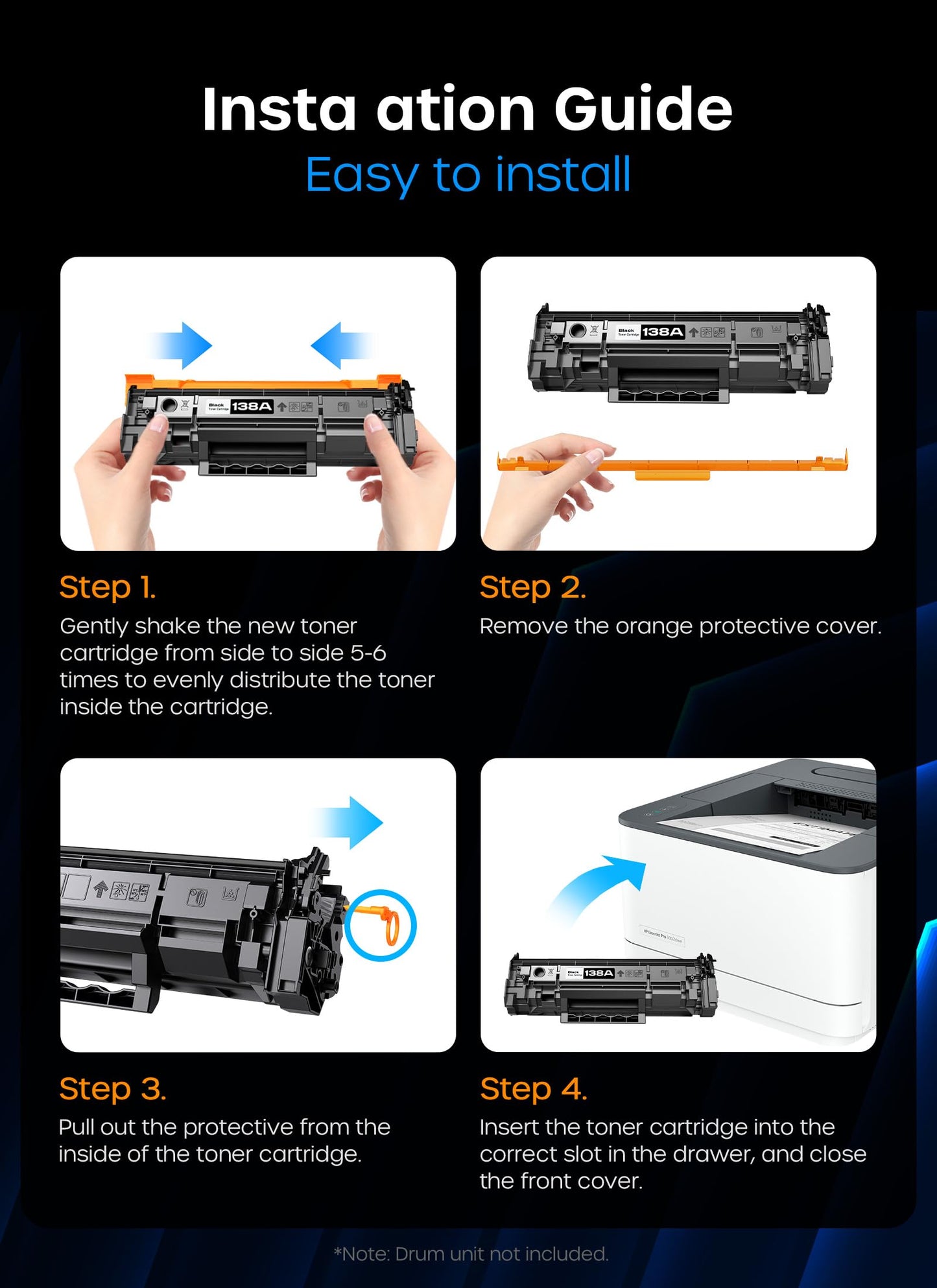 138A Toner Cartridge Black [with Chip] (2 Pack) Compatible with HP 138A 138X W1380A W1380X High Yield Toner Cartridges for HP LaserJet Pro MFP 3001dw 3101fdw Printer