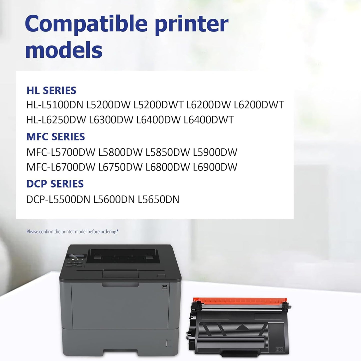 TN820 Toner Cartridge 2 Pack Replacement for Brother TN-820 Compatible with DCP-L5500DN HL-L5000D L5100DN L5200DWT L6200DWT L6300DW L6400DW MFC-L5700DW L5850DW L5900DW L6750DW L6900DW Printer Toner
