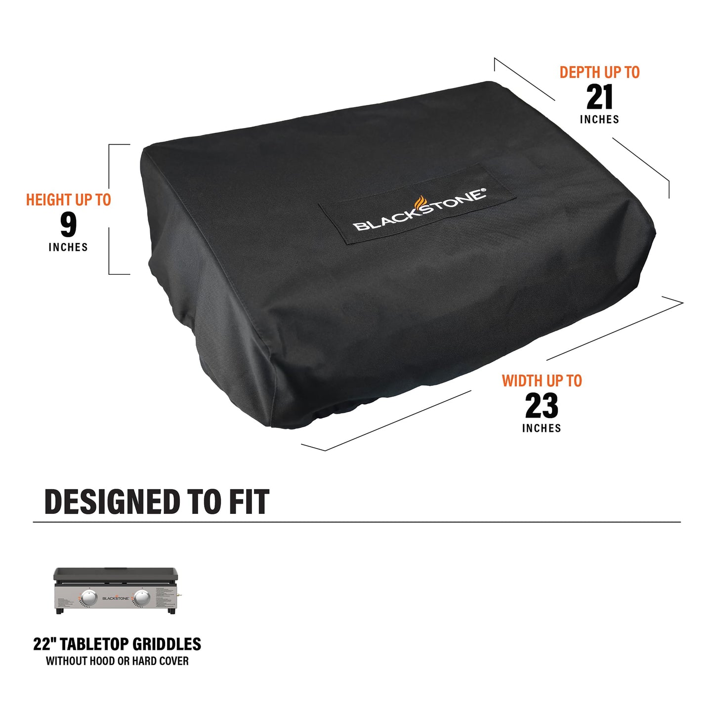 Blackstone 1724 22” Tabletop Griddle Cover for griddles Without a Hood or Hard Cover, Weather Resistant, Black