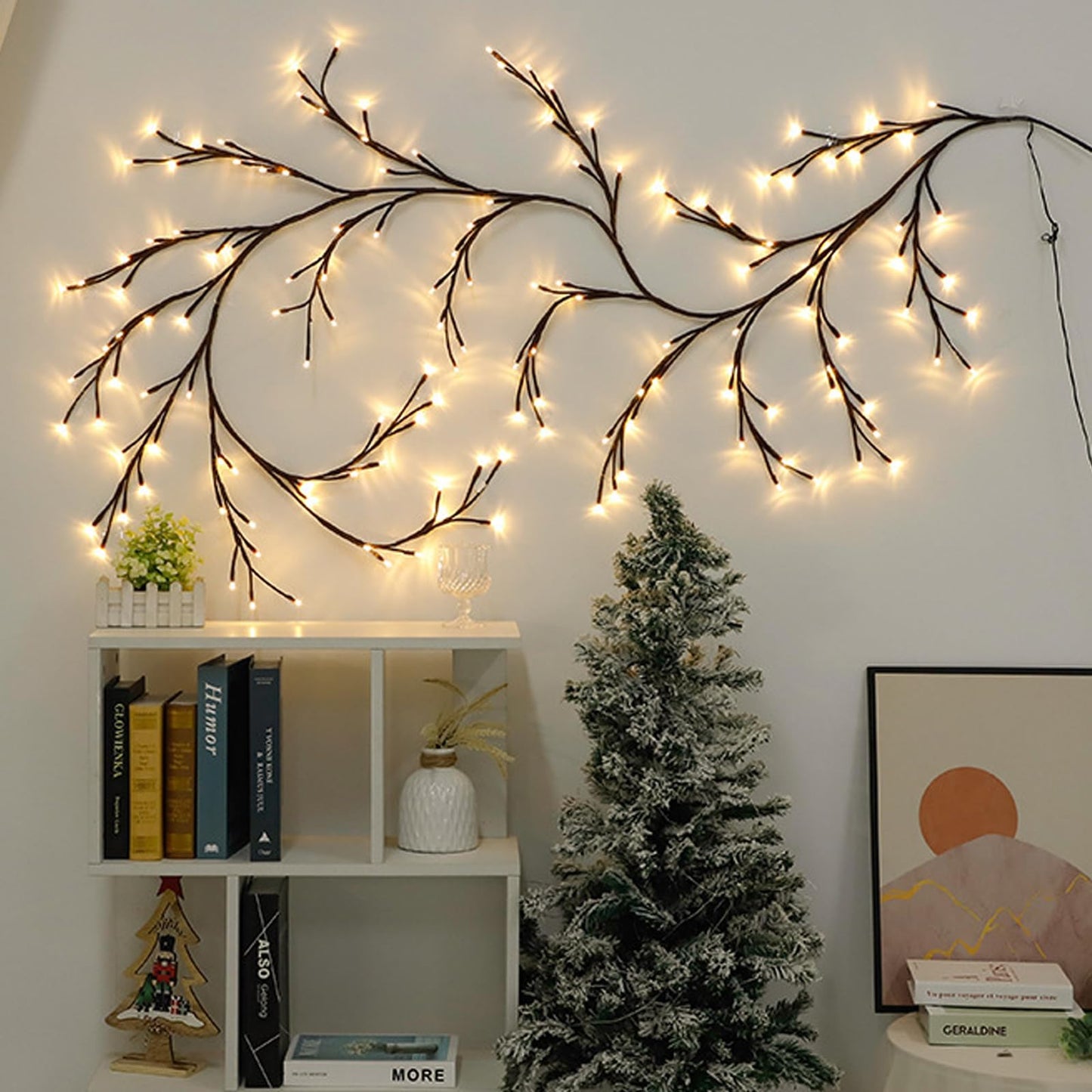 Enchanted Willow Vine Twig Lights,7.55ft Twinkling LED Tree Branch Fairy String Lights with 144 LED Lights and Remote,8 Lighting Modes,Christmas Indoor Decorations for Home Wall Door Window