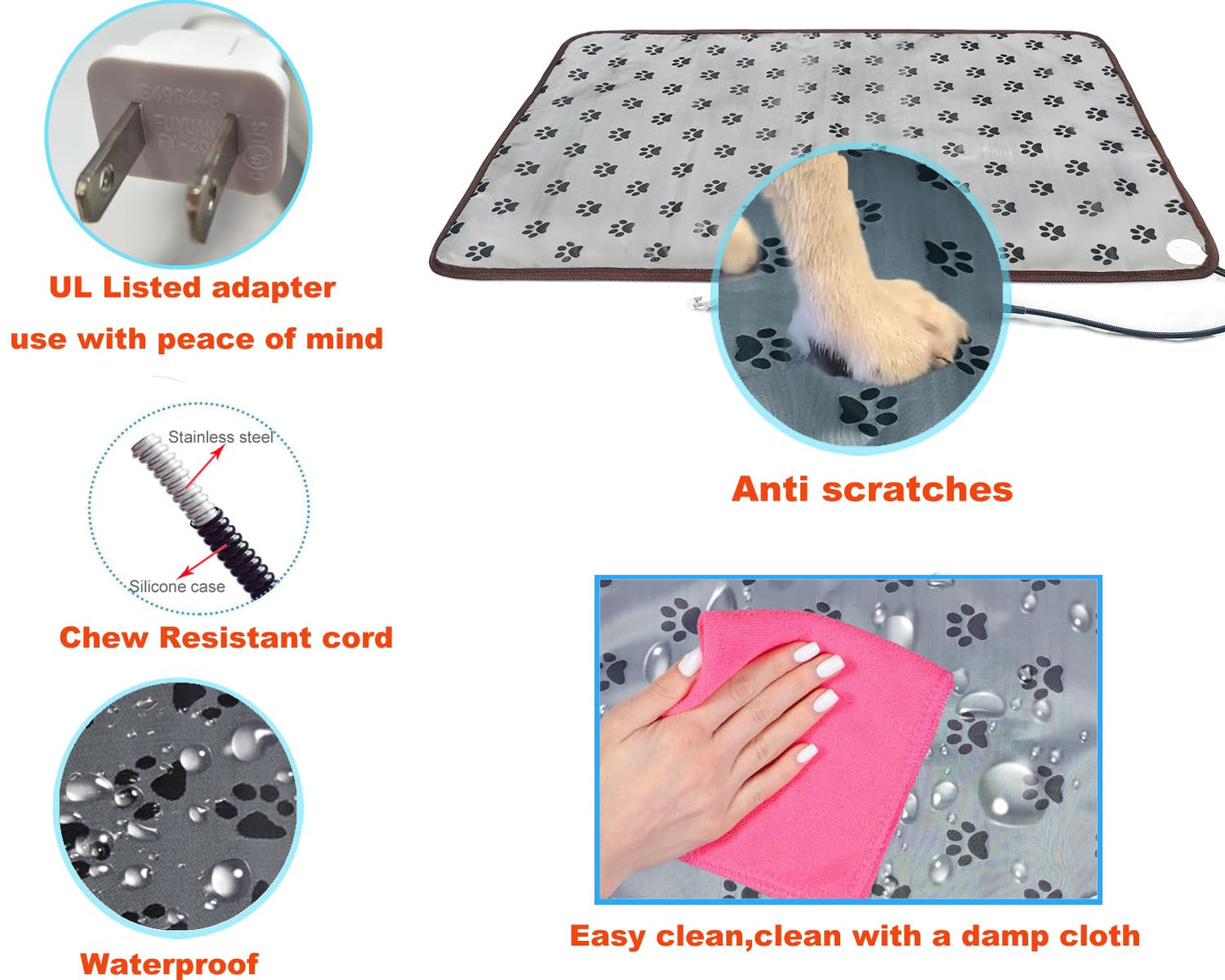 DEOMAN Pet Heating Pad Keep Dogs Cats Warming Extra Large Smart Timer Precise Temperature Control Waterproof Durable Material Easy Cleaning