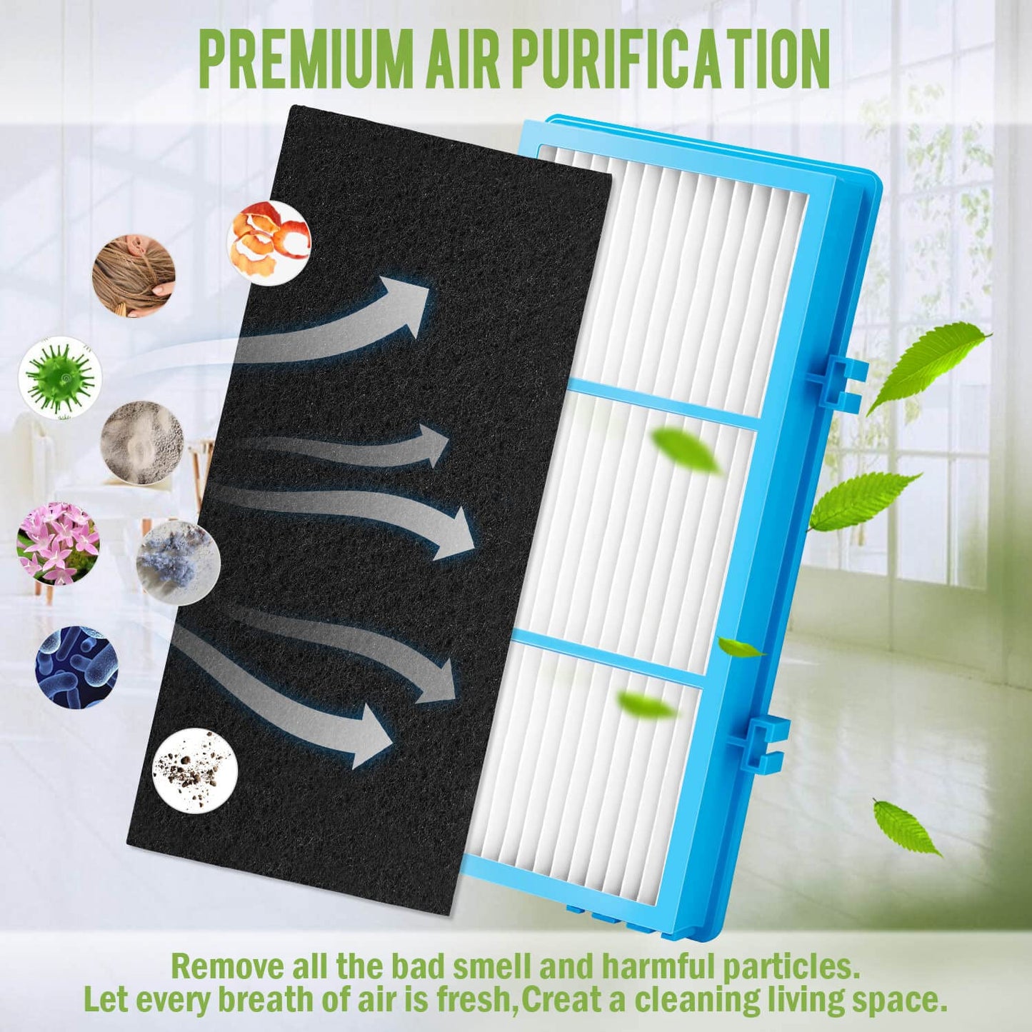 Gudotra 4 Pack Replacement AER1 Filters for Holmes AER1 and Bionaire HEPA Air Purifier, Replace Part HAPF30AT-U4R HAP242-NUC (with 6 Carbon Filter Sponge)