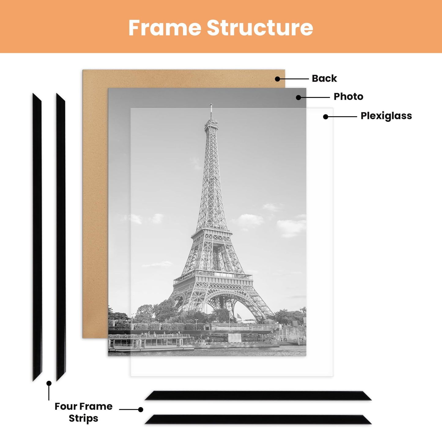 upsimples 18x24 Picture Frame Black 3 Pack, Large Picture Poster Frames 18 x 24 for Horizontal or Vertical Wall Mounting, Scratch-Proof Wall Gallery Photo