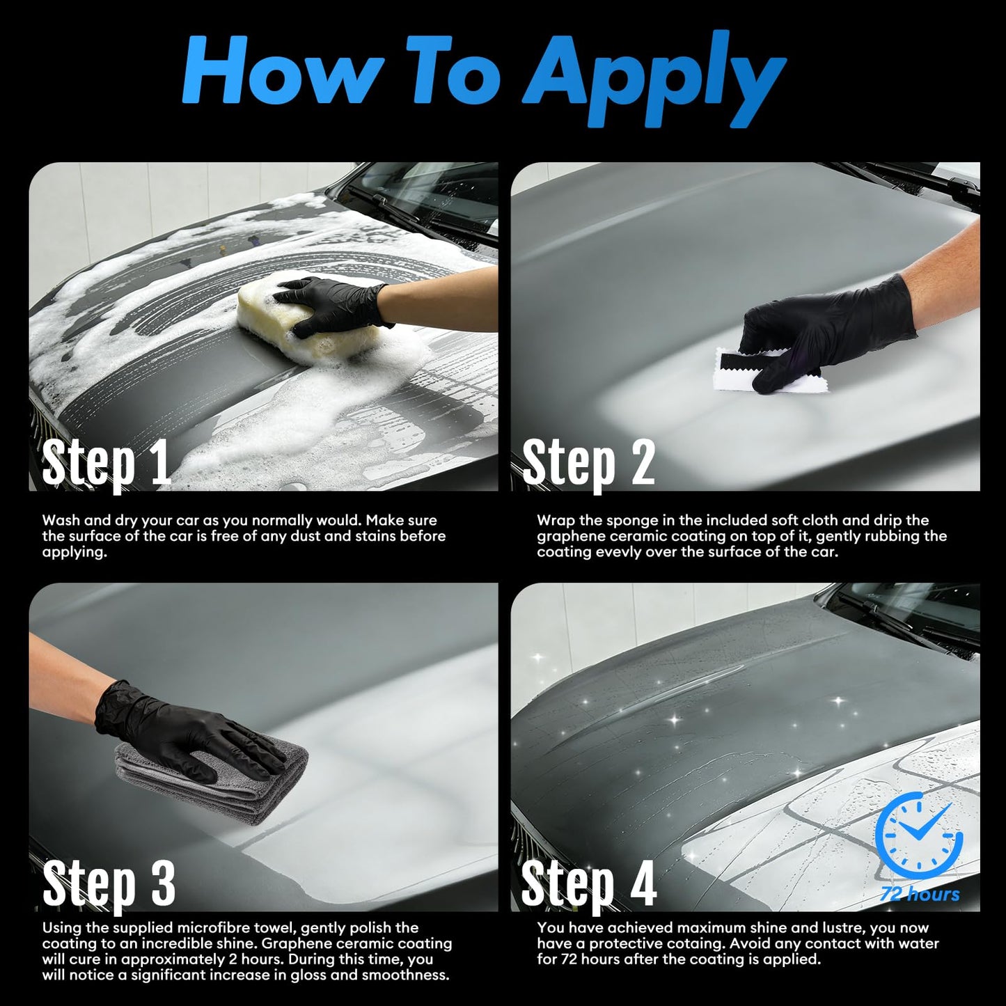 GLOWPOINT Ceramic Coating for Cars, 20H Graphene Ceramic Coating for Auto Detailing, High Gloss Anti-Scratch Nano Coat Kit, 10 Years Hydrophbic Mirror Paint Protection (70ML)