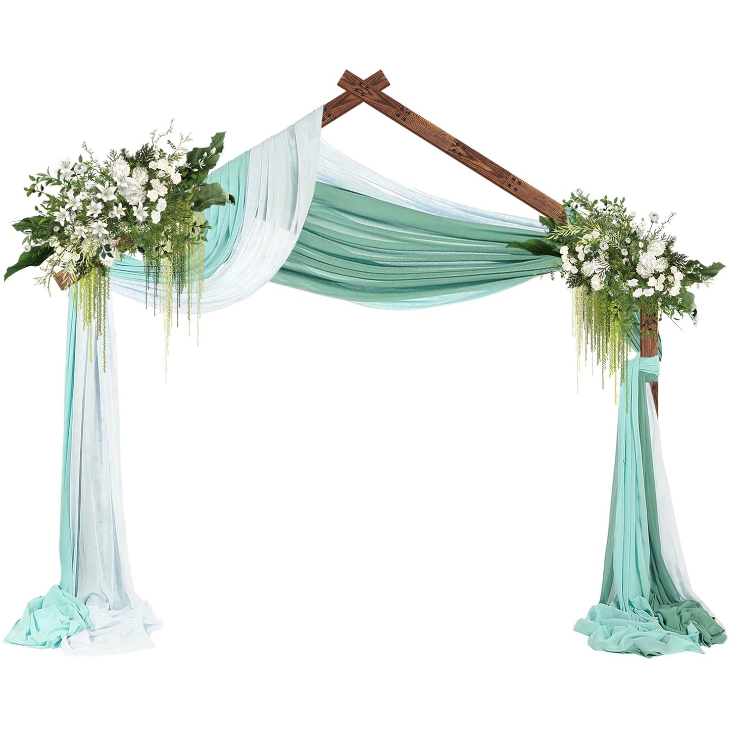 9FT Roof Arch Backdrop Stand, Roof Style Wooden Wedding Arch for Ceremony Party Anniversary Celebration Birthday, Natural Wood Rustic Arbor for Outdoor Garden Decoration