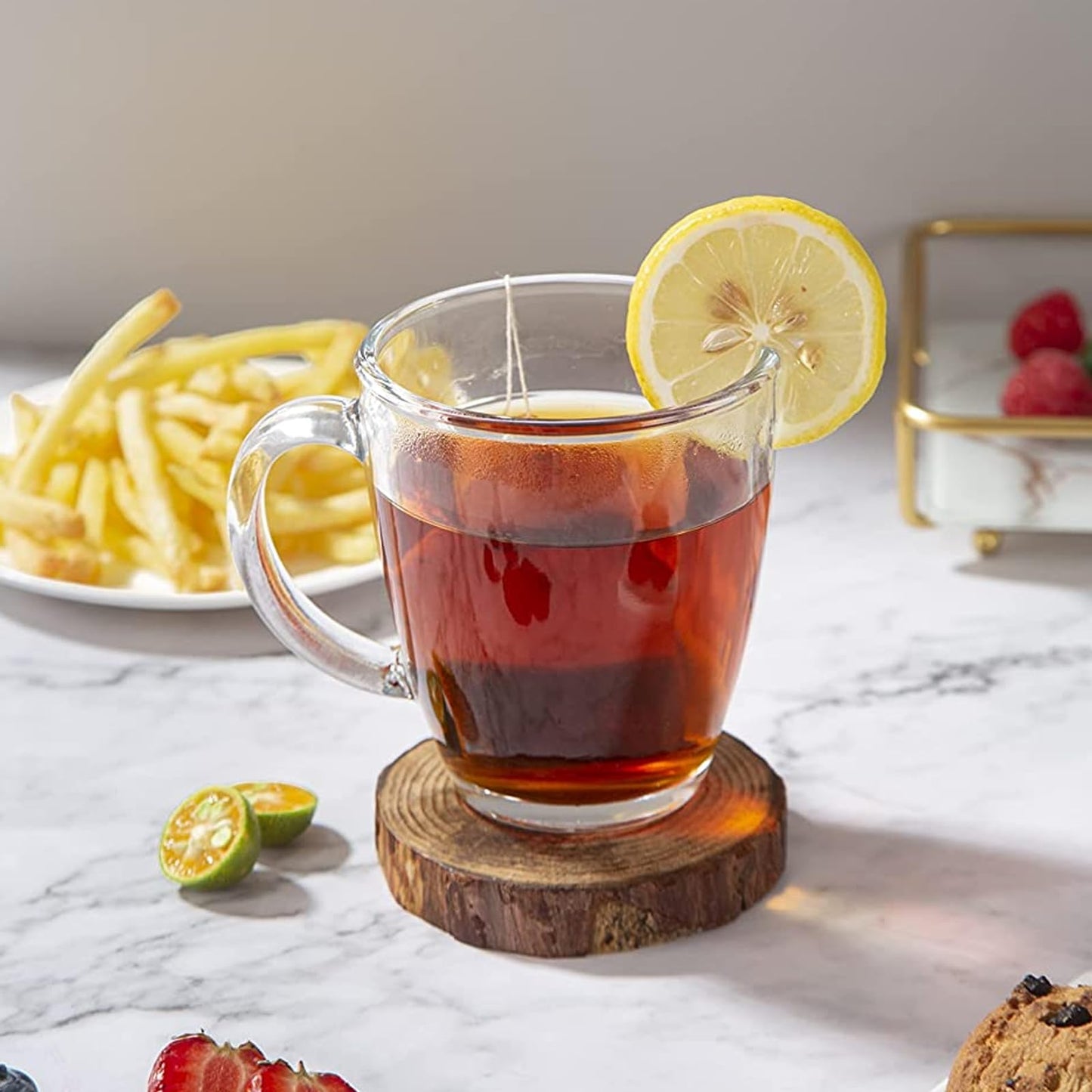 D.M DESIGN·MASTER [6 Pack,12 OZ] - Premium Glass Coffee Mugs with Handle, Transparent Tea Glasses for Hot/Cold Beverages, Perfect Design for Americano, Latte or Macchiato, Tea and Beverage.