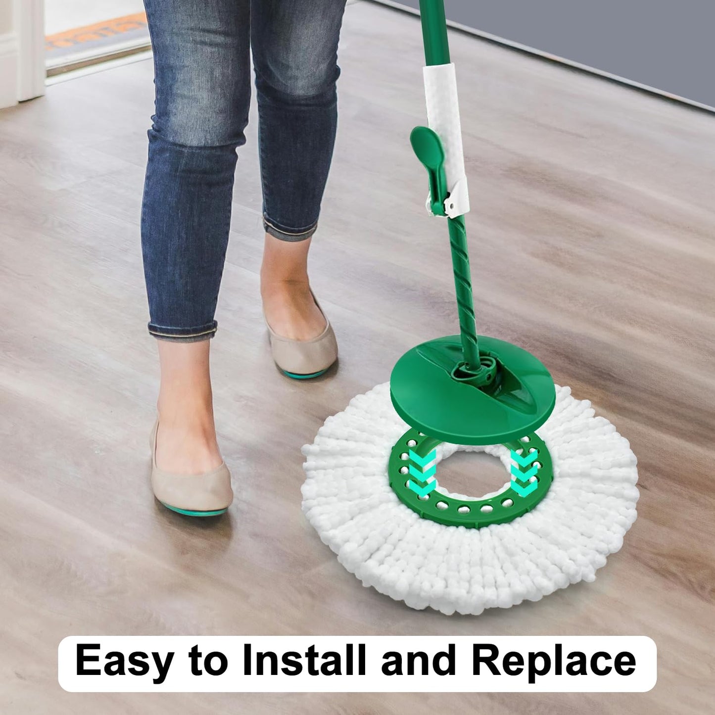 6 Pack Mop Head Replacement for Libman Tornado Spin Mop Reusable Microfiber Spin Mop Heads Refill for Libman Tornado Spin Mop System, Easy to Replace and Machine Washable (White, 6 Pack)