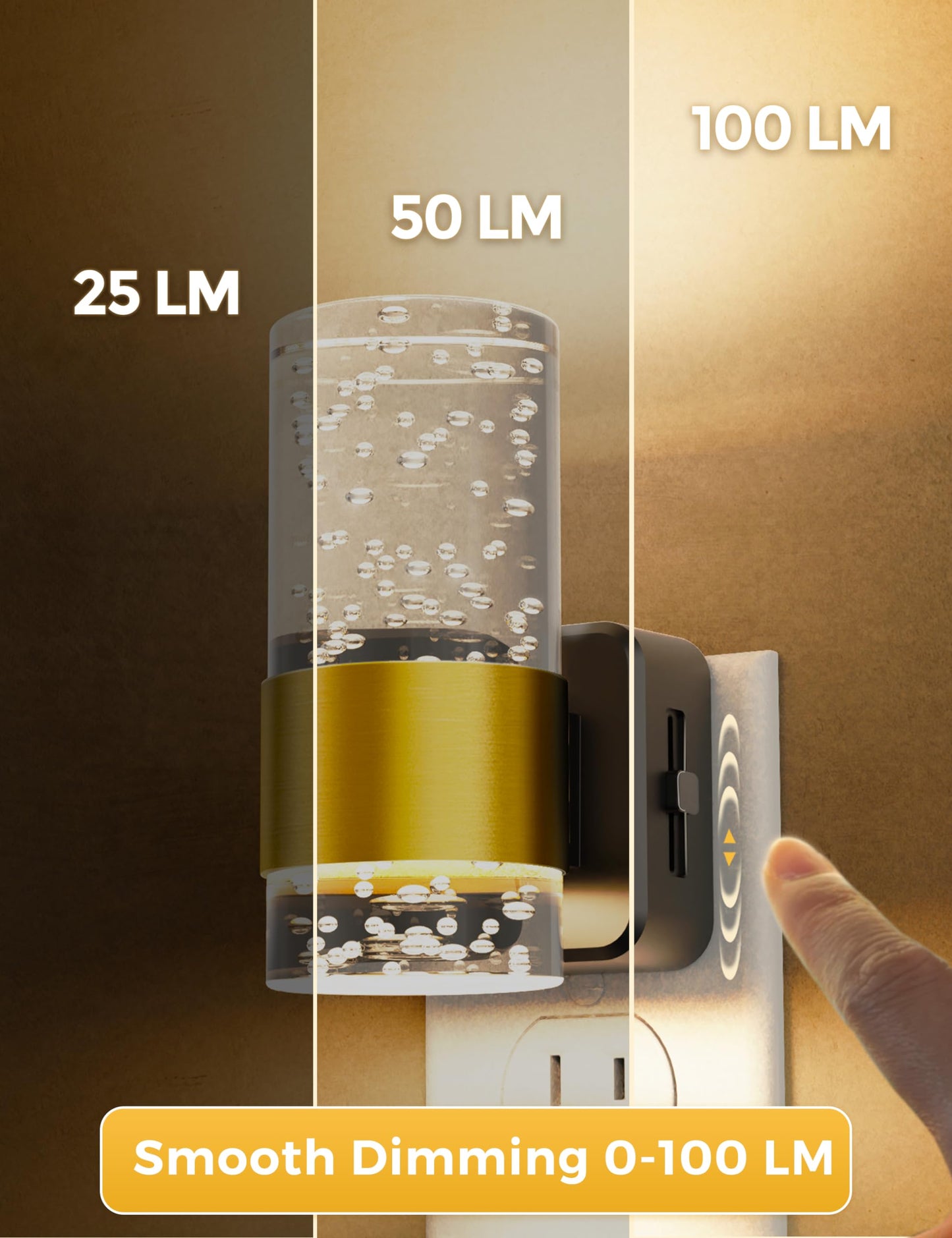 LOHAS Night Lights Plug into Wall, Soft Light LED Night Light with Adjustable Brightness, Plug in NightLight with Auto Light Sensor, Wall Sconce-Style Design Night Light for Bathroom,Hallway, 2 Pack