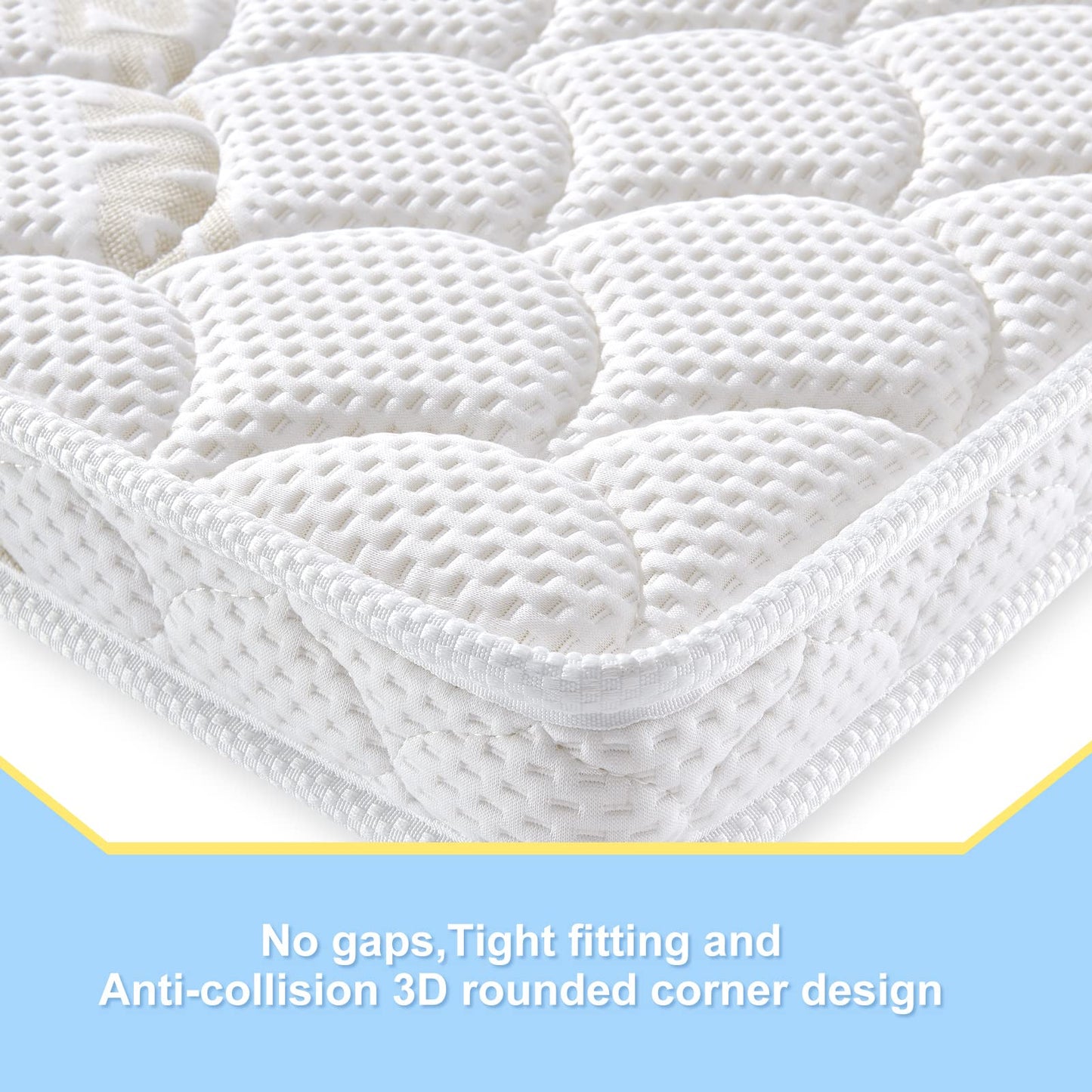 Vibe Bear Premium Pack and Play Mattress Topper 38" x 26" - Breathable, Soft, Medium Firmness Playpen Mattress Topper - Fits Pack N Play Playpens - White