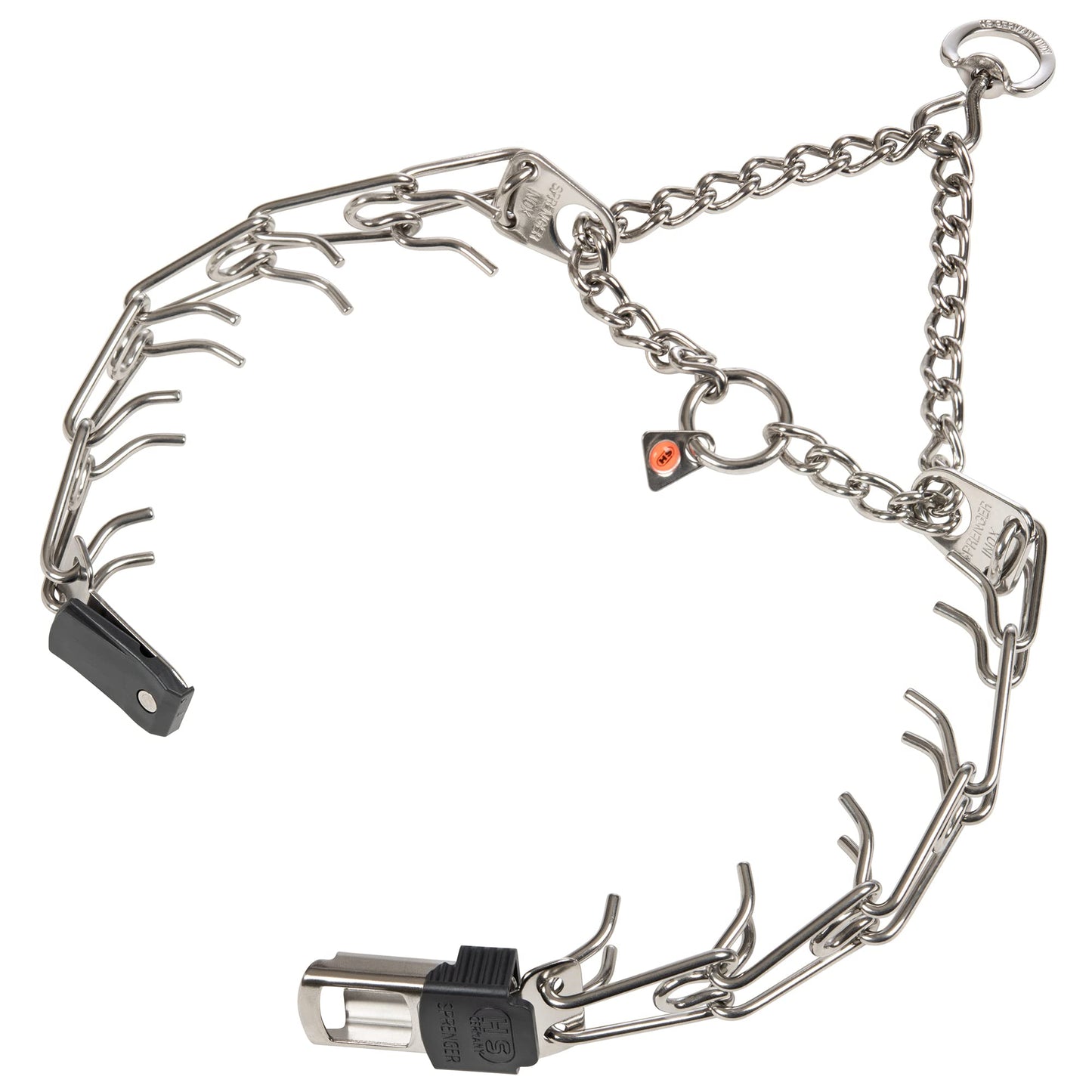 HS HERM. SPRENGER GERMANY Dog Training Prong Collar with Quick Release Cliclock Buckle and Swivel Ring | Adjustable Length Stainless Steel Made in for Large Dogs, 25in (up to 20'' neck) x 3.2mm Links