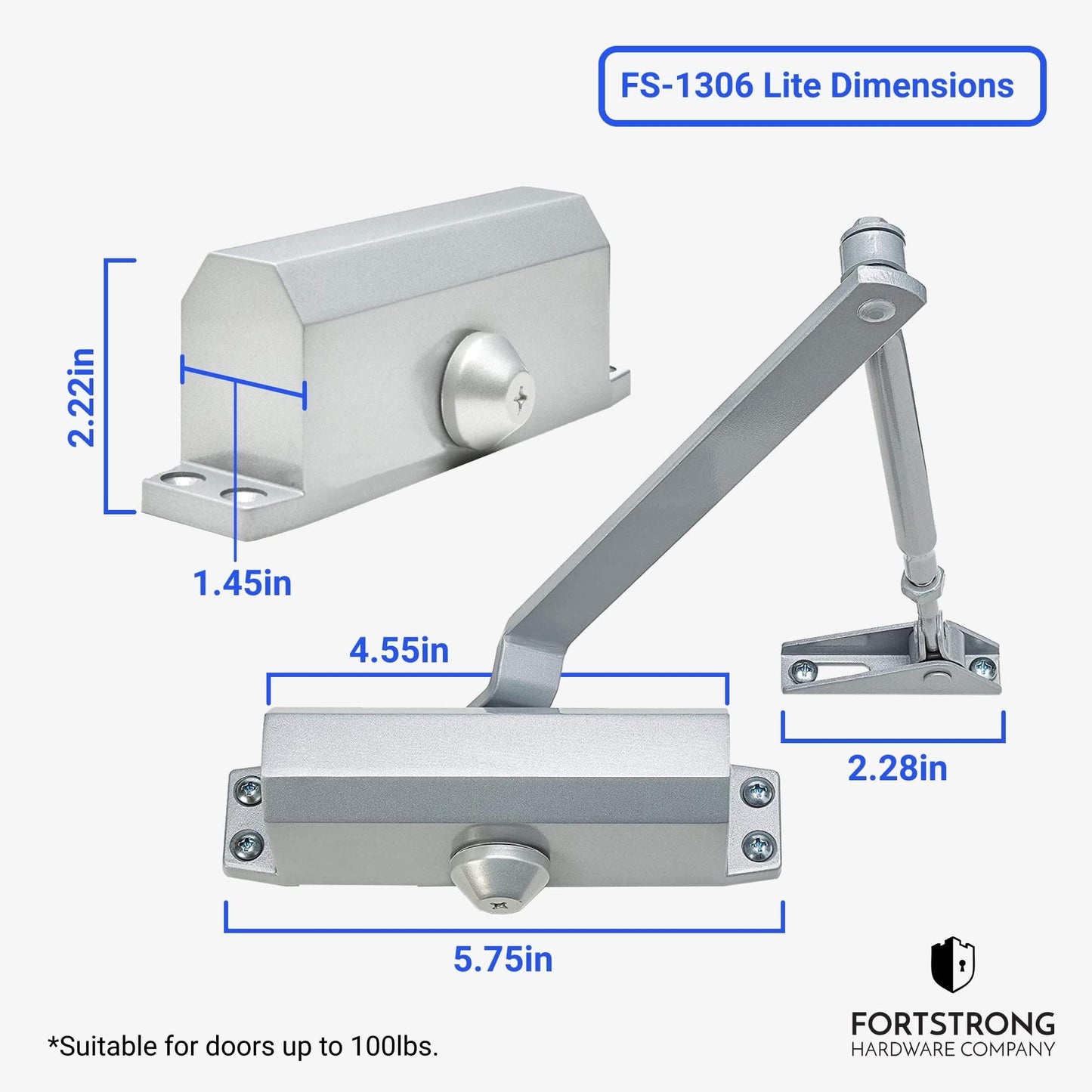 FS-1306 Hydraulic Auto Door-Closer Grade 3 (Silver - Easy Open)