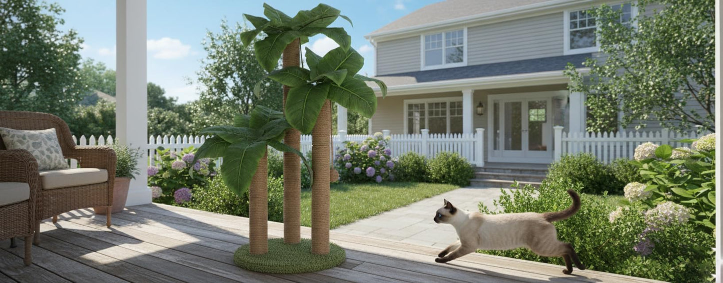 LEMONDA 31.5Inch Cat Scratching Post,Cat Scratcher with 3 Scratching Poles & Dangling Ball for for Indoor Outdoor Kitten & Adult Cat Use