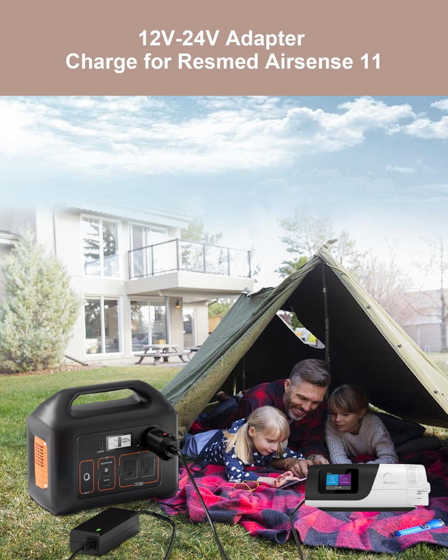 VHBW 24V 2.71A Car Adapter for Resmed Airsense 11 DC Adapter 12V-24V Compatible with ResMed AirSense 11 ResMed AirMini Air11 65W 39205 E1399 390010 R390-7230 Resmed CPAP Machines Power Supply Travel