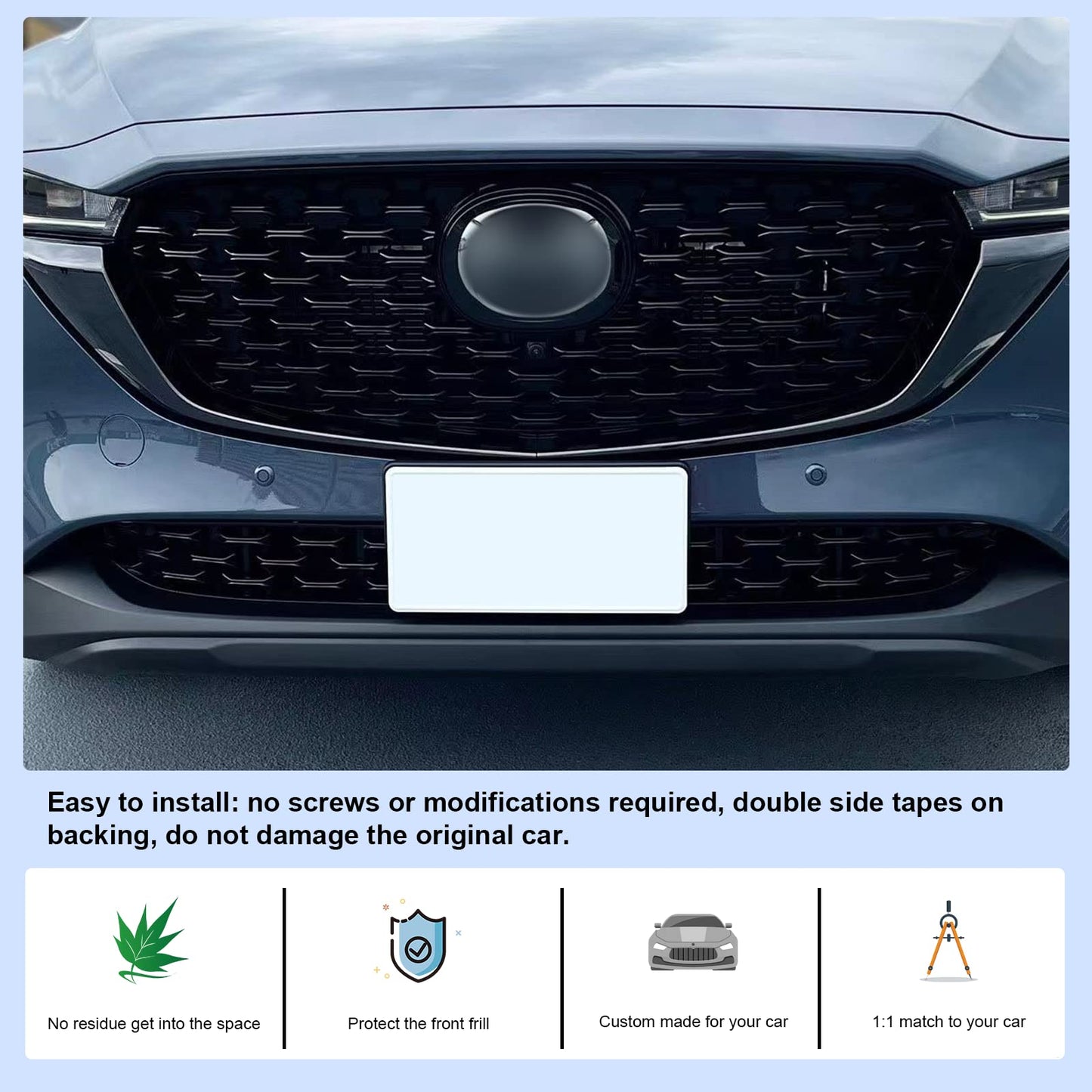 CDEFG 2026 2025 CX-5 Front Grill Mesh Inserts Trims Grille Guard Compatible With 2022-2025 2026 Mazda CX-5 Car Exterior Accessories ABS Material (2PCS)