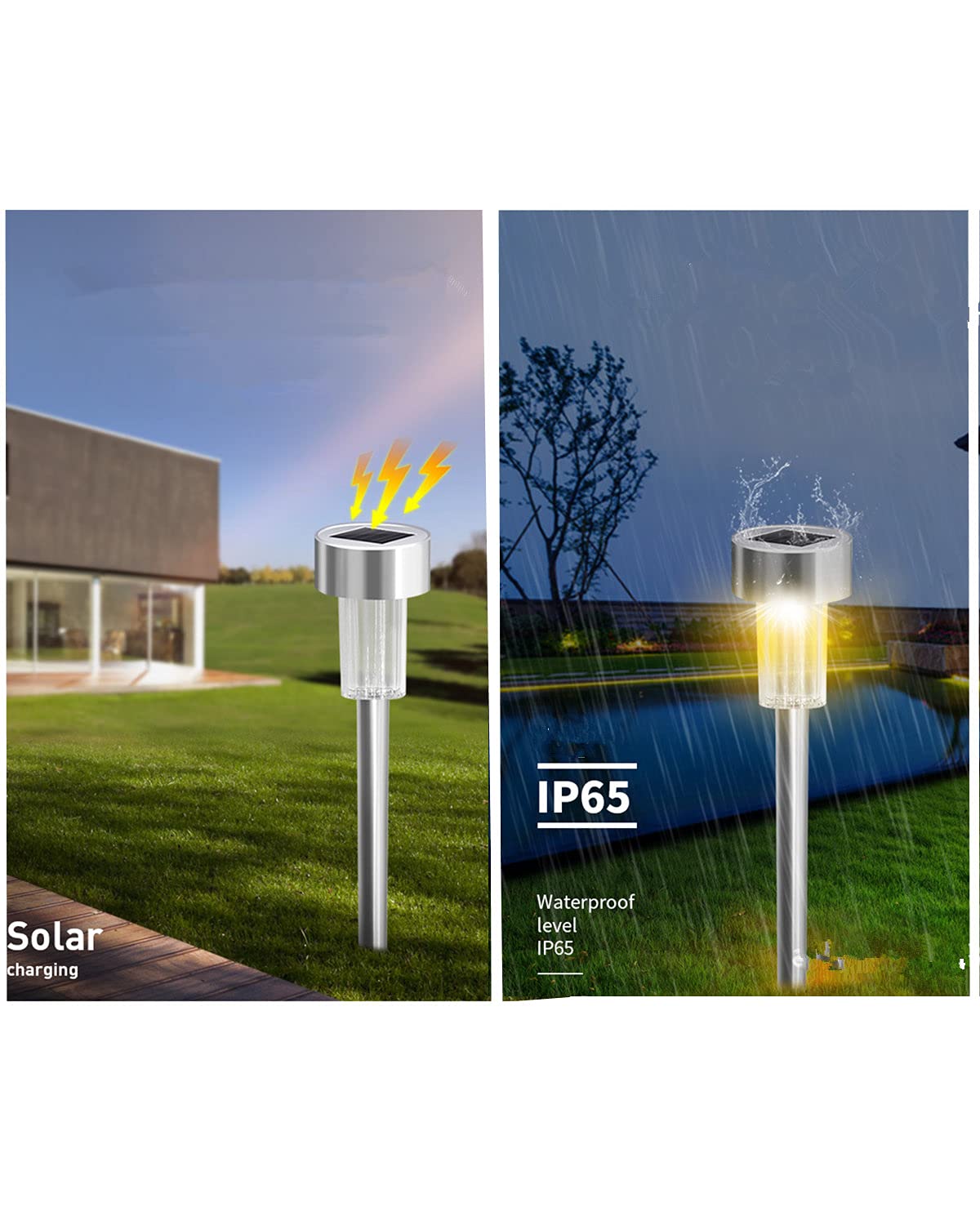 NEWOTE 10PCS LED Outdoor Steel Garden Solar Powered Landscape Light Lamp Yar Pathway Stake Lights (Blue)