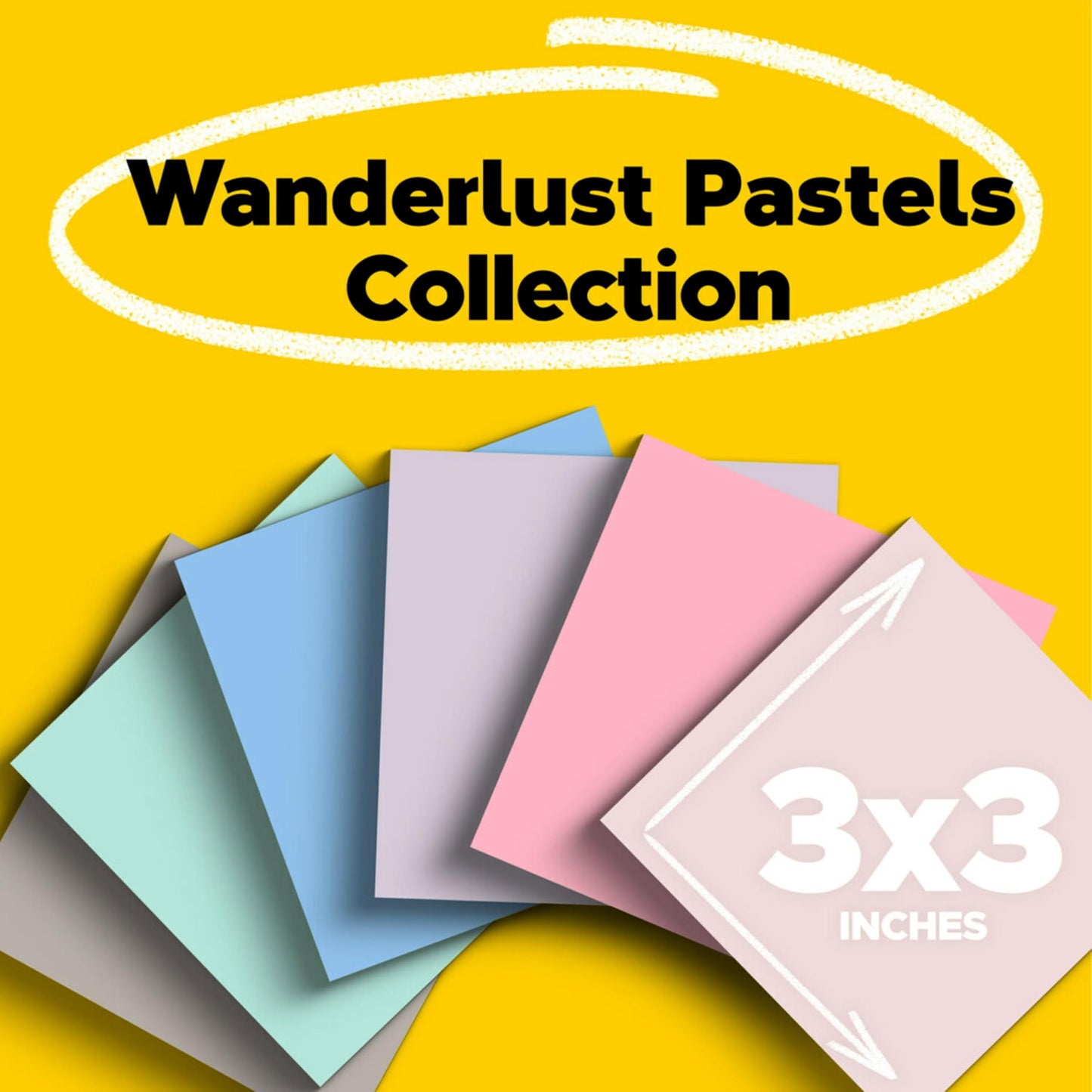 Post-it 100% Recycled Paper Super Sticky Notes, 2X The Sticking Power, 3x3 in, 12 Pads/Pack, 70 Sheets/Pad, Wanderlust Pastels Collection (654R-12SSNRP)