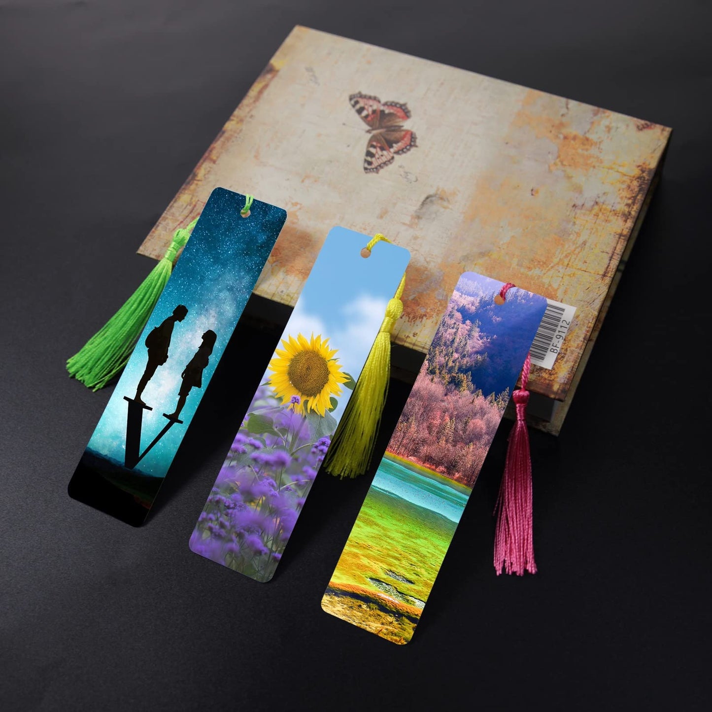 50 Pcs Sublimation Bookmark Blank Heat Transfer Aluminum Metal Bookmarks Bulk DIY Bookmarks with Hole and Colorful Tassels for Crafts,Personalized Tassels Blank Bookmark