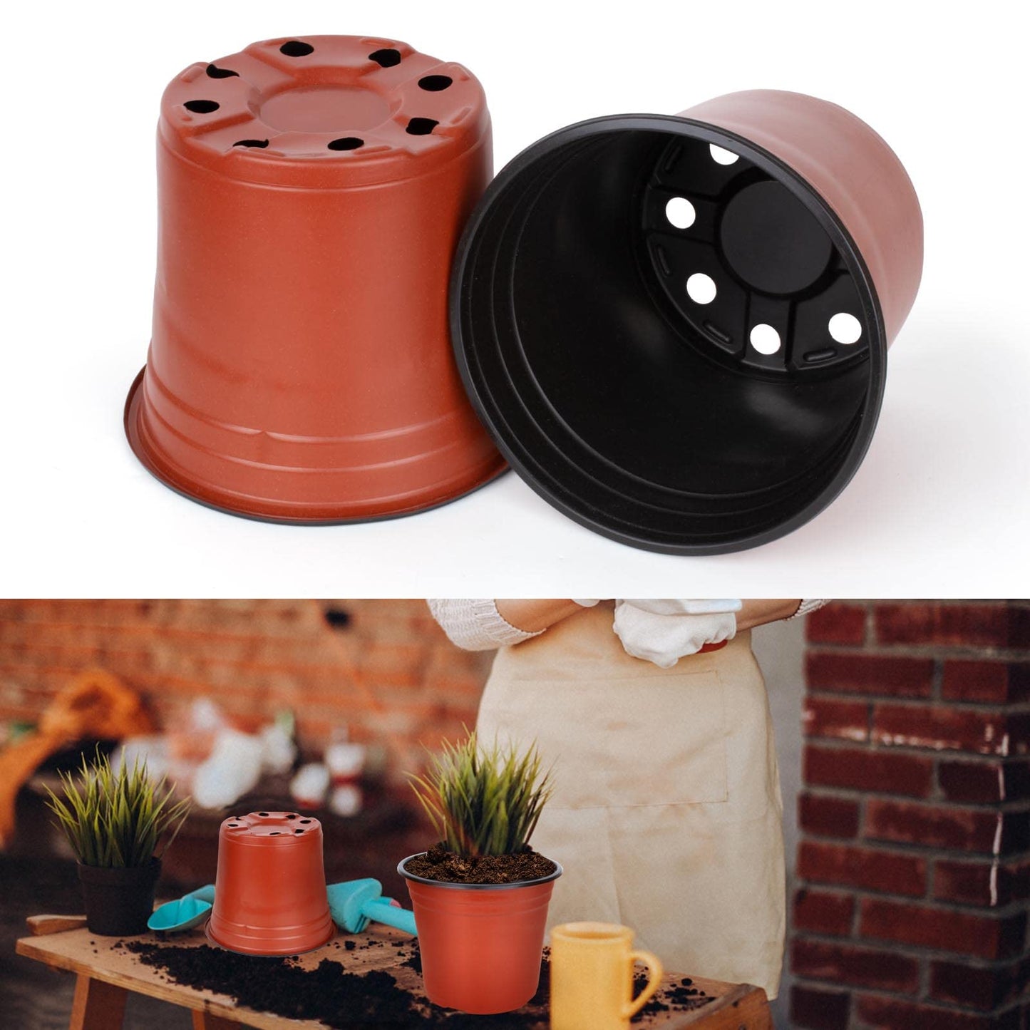 150 Pcs 6" Plastic Plants Nursery Pot/Pots Seedlings Flower Plant Container Seed Starting Pots for Succulents, Seedlings, Cuttings, Transplanting