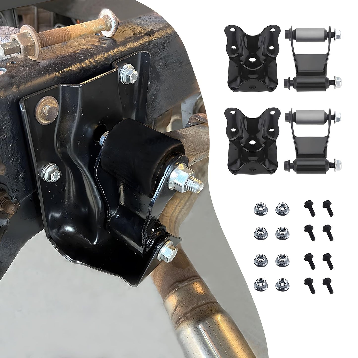 KUNCAIISH Rear Leaf Spring Shackles, Hanger Brackets Repair Kit Fit for 1986-2011 Ford Ranger, Fit for Mazda B2300/B3000/B4000 1994-2010, Fit for Mazda B2500 1998-2001, Replaces#722-001 722-010