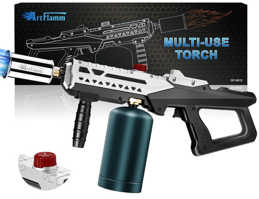 ARTFLAMM Propane Torch Gun, Powerful Grill & Cooking Blow Torch, Propane Torch Head with Igniter, Adjustable Flamethrower for BBQ, Campfire, Gas Welding Equipment(Tank Not Included)