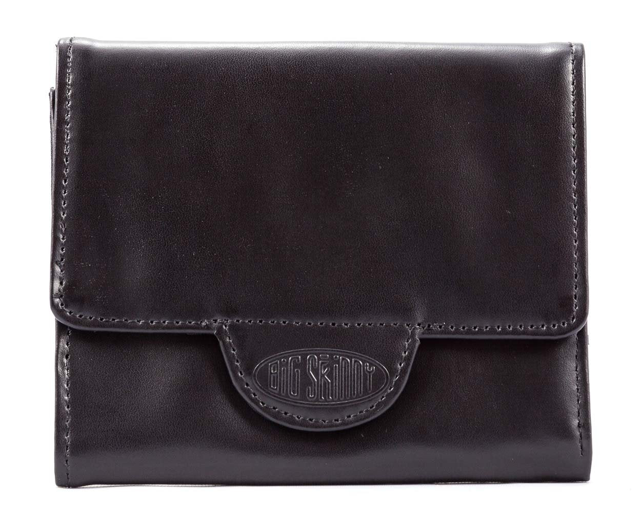 Big Skinny Women's Trixie Leather Tri-Fold Slim Wallet, Black