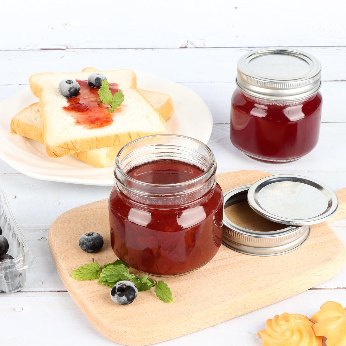 HINGWAN 24 Pack 8 Oz Mason Jars with Lids, Regular Mouth Glass Canning Jars for Storage, Jam, Honey, Jelly, Pickles, Wedding Favors, DIY Candles & Crafts