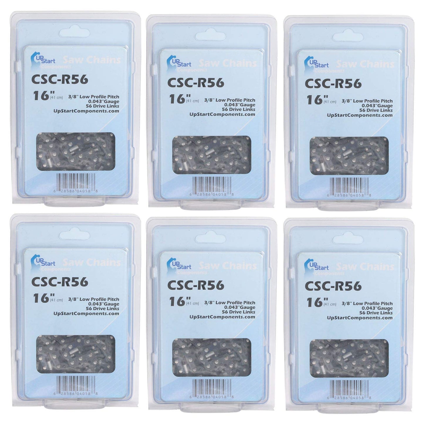 6 Pack 16-Inch Chainsaw Chain Replacement for Dewalt Dccs670x1, Echo Cs 330t, Makita Ea3201s, Dewalt Dccs690m1, Dewalt Dccs690b, Dewalt Dccs690h1, Dccs690, Dccs690x1-3/8" Pitch, 043" Gauge,56 Links