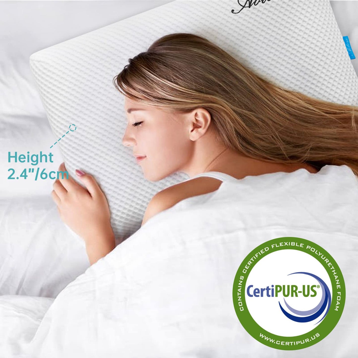 AOTOZE Thin Pillow for Sleeping | Thin Memory Foam Pillow | Flat Pillow for Sleeping Adult | Low Profile Pillow Stomach Sleeper Pillow | Oreiller Mousse Memoire Mince Oreiller Plat 60x40x6cm