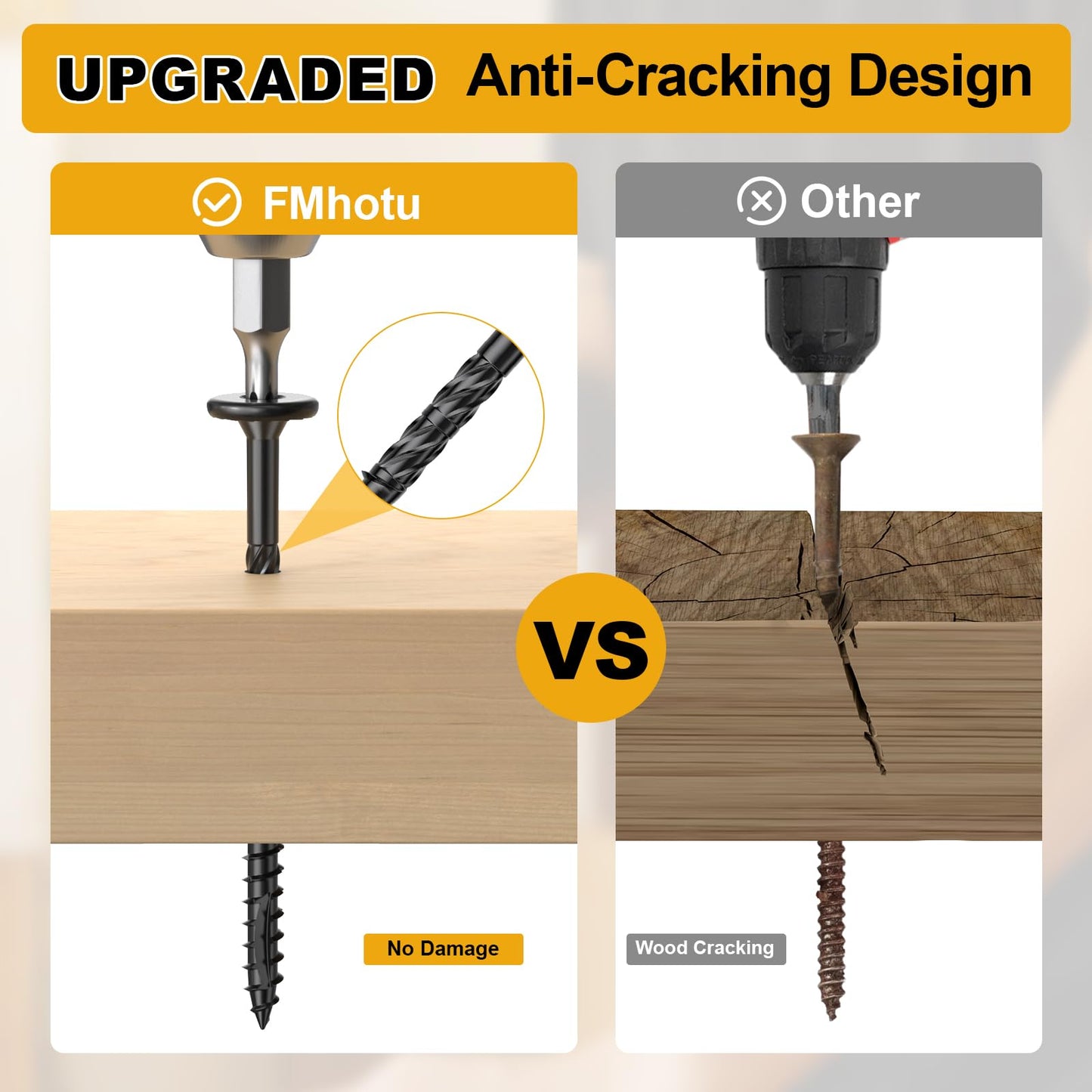 #14 x 6 Wood Structural Lag Screws 54Pcs Star Drive Decking Wood Screws, Rust Resistant Timber Screws for Timber/Log/Landscaping Wood