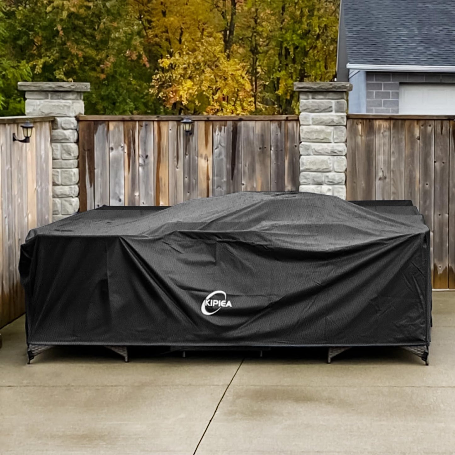 Kipiea Patio Furniture Covers Waterproof Winter, 420D Outdoor Furniture Set Covers, Heavy-Duty Patio Table Covers, No Tears Anti UV No Fading (90" L x 64" W x 28" H)