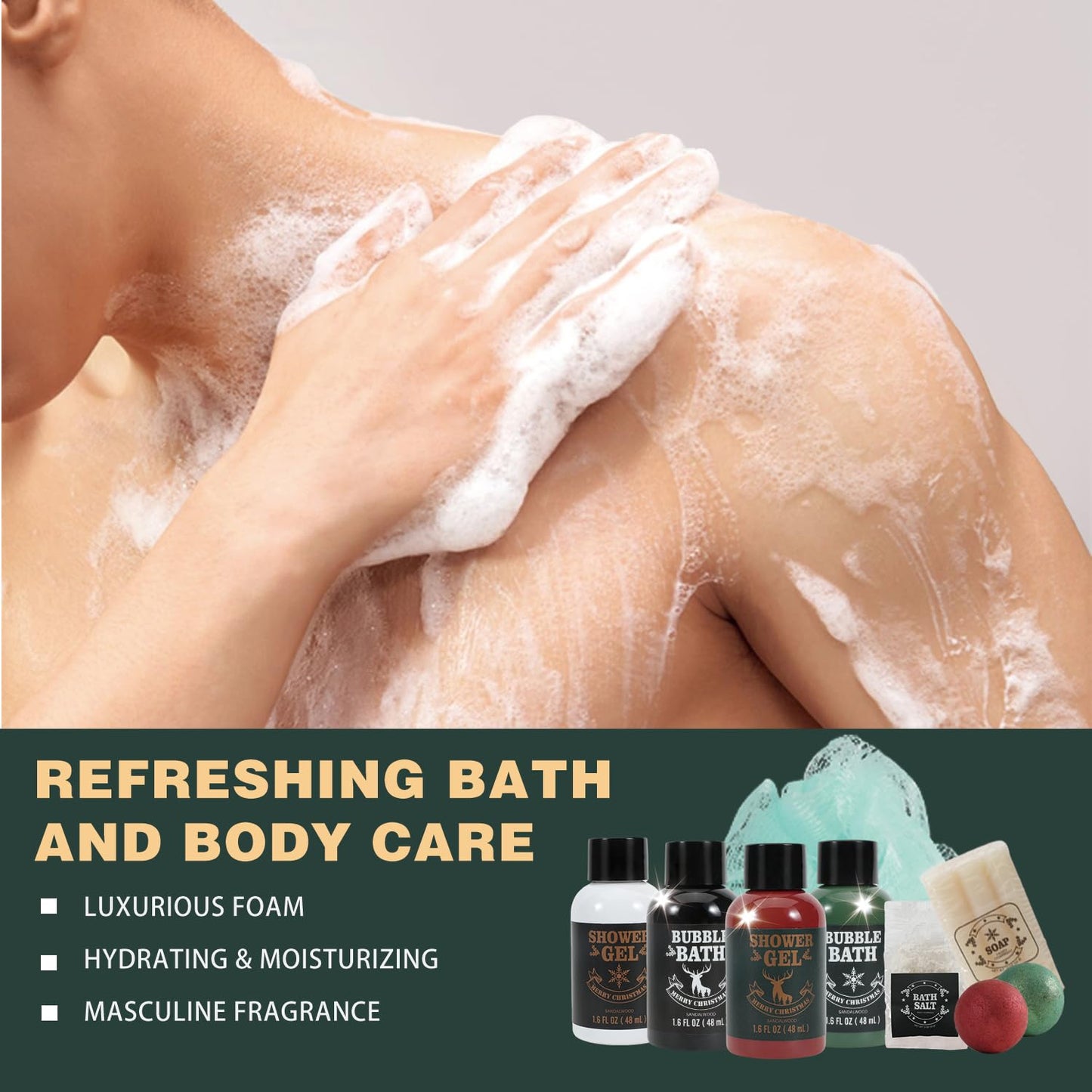 Advent Calendar 2025 for Man, 24PC Christmas Gift for Men Beard Care Set Bath and Body Gift Set Selfcare & Bath Essentials Gift Stocking Stuffers Christmas Calendar Advent