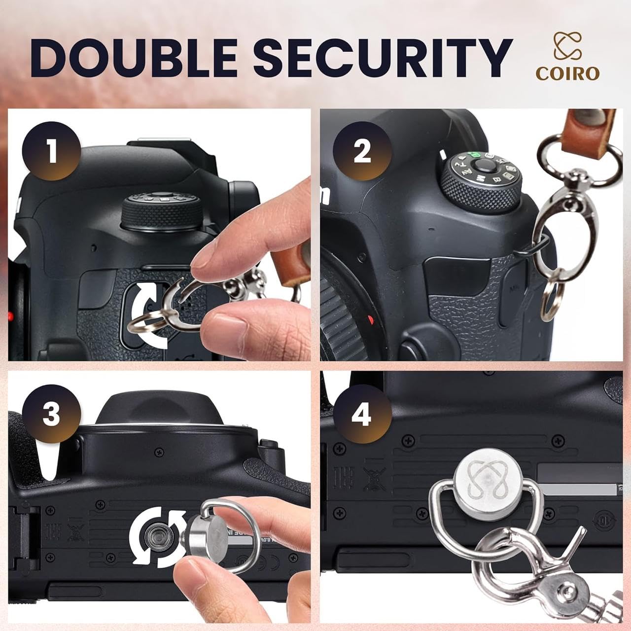 C Coiro Camera Harness for 2 Cameras – Dual Shoulder Leather Camera Strap – Double Camera Harness for DSLR/SLR, Tan, adjustable