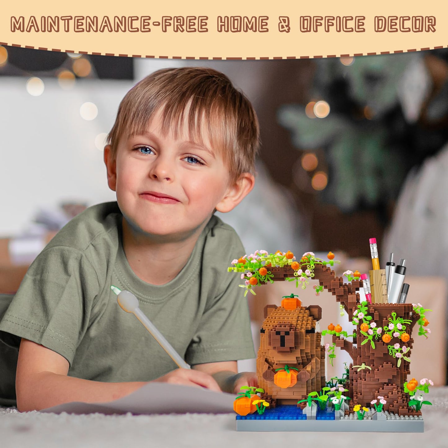 Capybara Set Toy Micro Mini Building Block Pen Holder&Desk Organizer Cute Animals Building Bricks Kit(1880Pcs) Arts&Crafts for Capybara Lovers for Kids Age 8+ for Adult
