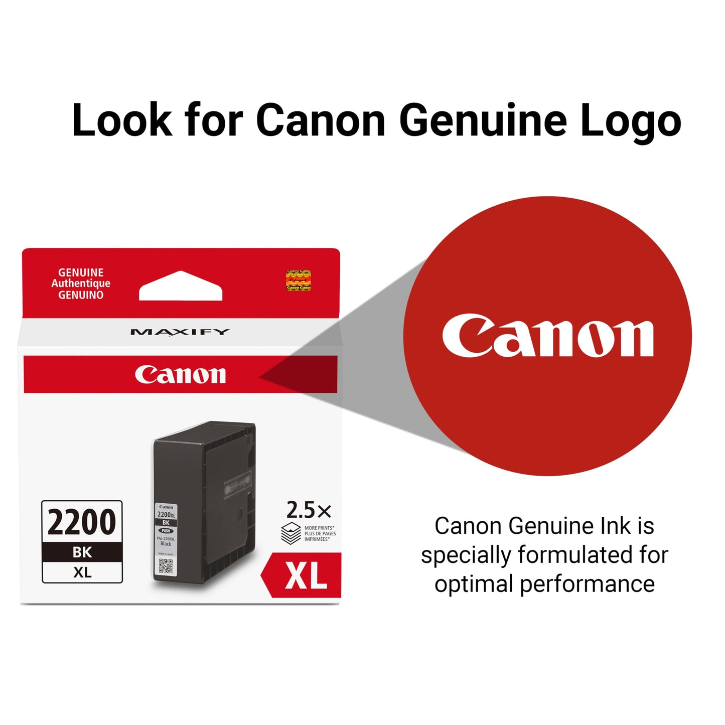 Canon Genuine Canon PGI-2200 XL HIGH Yield Pigment Ink Cartridge, Black