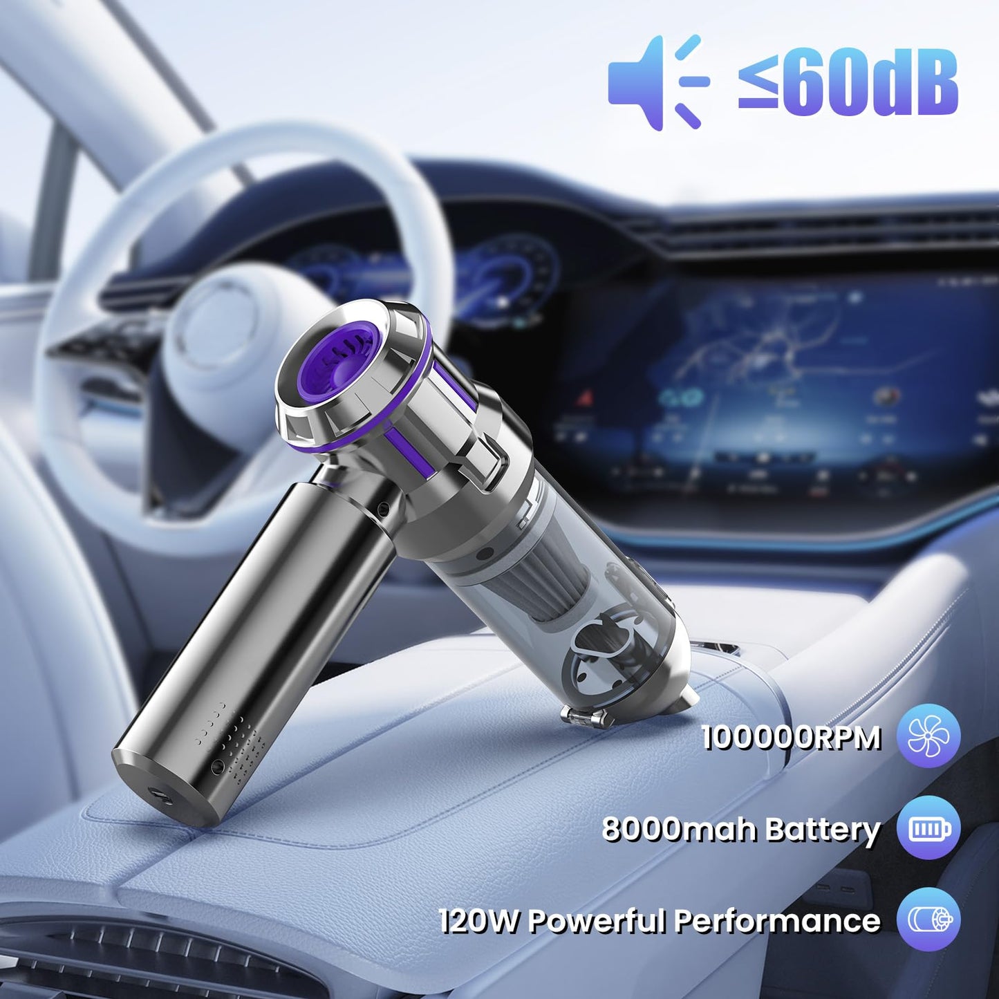 Handheld Vacuum Cordless, 21KPA Powerful Rechargeable Portable Car Vacuum Cleaner Mini Car Cleaner for Pet Hair, Car, Home, Office, Kitchen