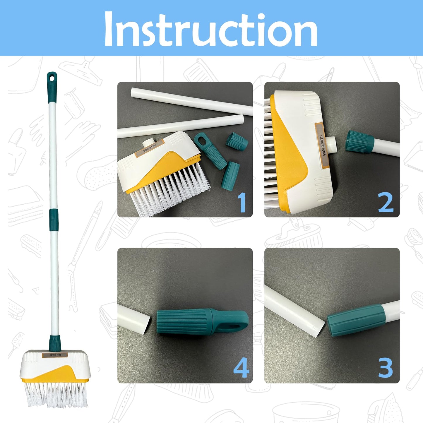 BAYMI Kids Vacuum That Really Works 9Pcs Kids Cleaning Set for Toddlers Toy Cleaner Kids Broom and Dustpan Set Aged 3+ Scrub Brushes for Cleaning Baby Boy Girl Gifts (950Blue)