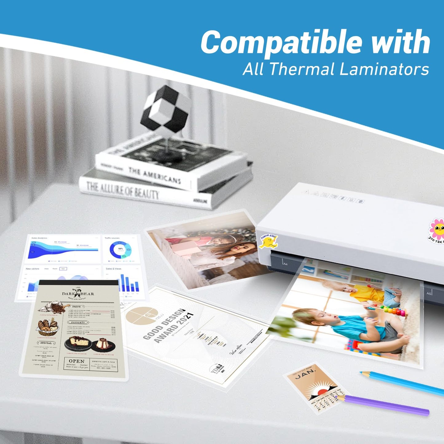 Uinkit Matte Laminating Sheets, 9 x 11.5 Inches 3 Mil Thick Matte Finish 100 Pack Fitted for Letter Size Thermal Laminating Pouches 8.5 x 11