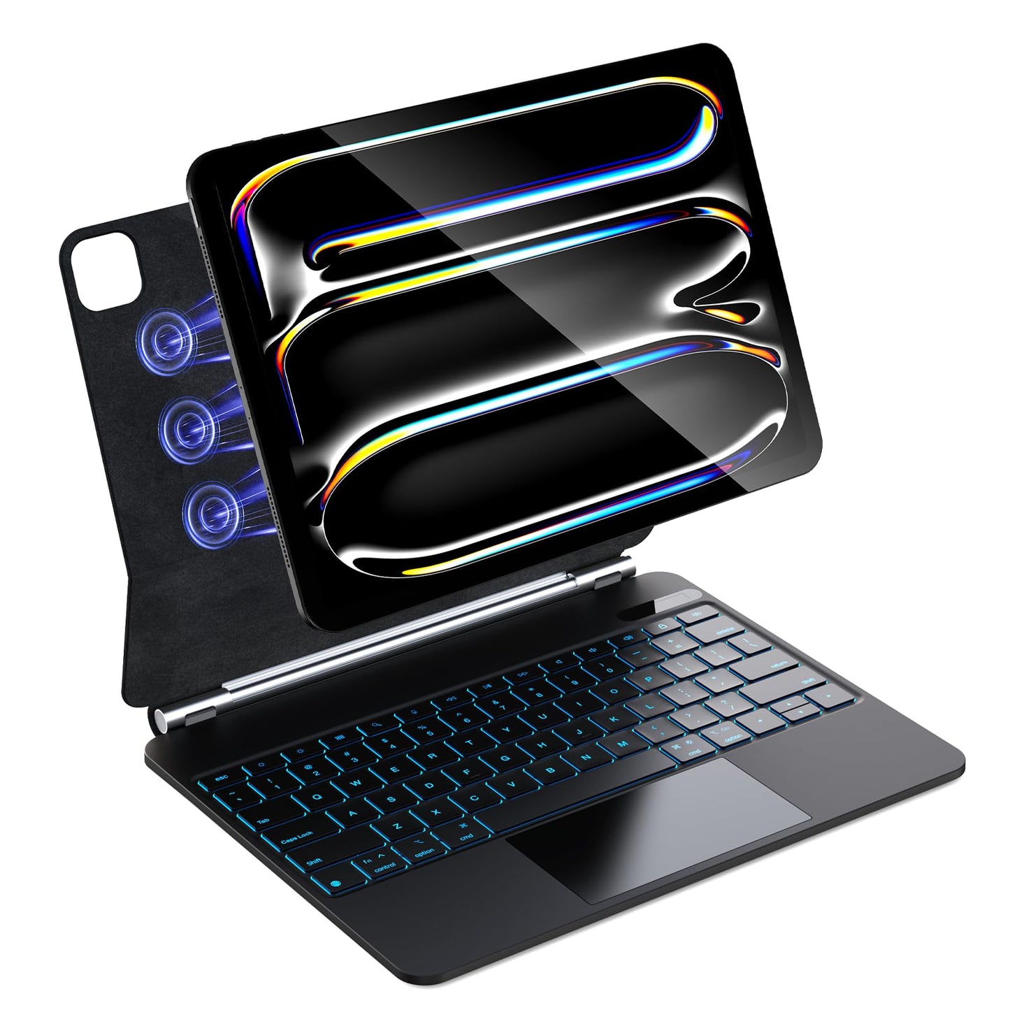 for iPad Pro 13 inch case 2024 with Keyboard M4,Magnetic Attach,Multi-Gesture Trackpad,7-Color Backlit,Shortcut Keys,Auto Sleep/Awake,Magic Keyboard for iPad Pro 13-inch M4 2024,Black