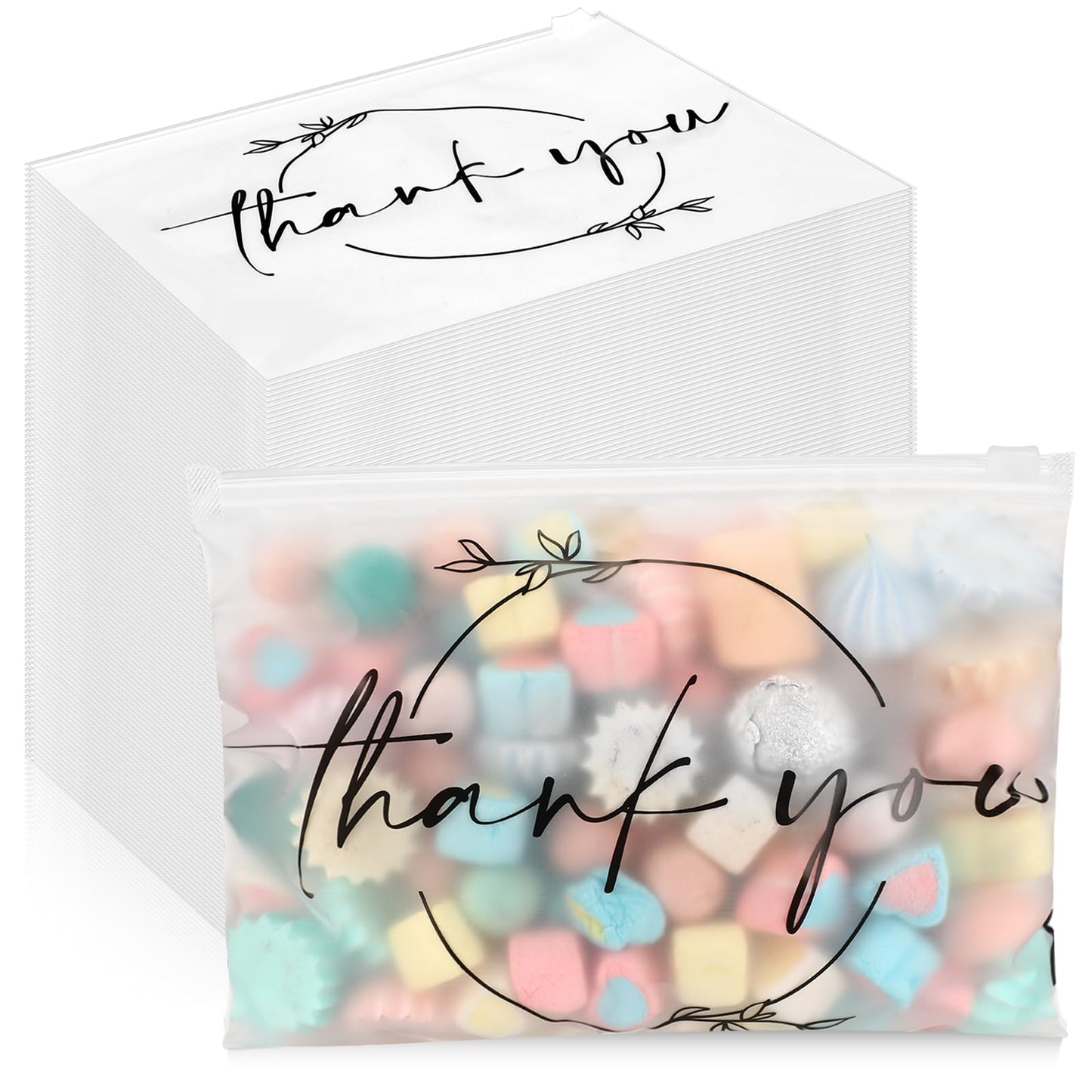 Ireer 100 Pcs Thank You Gift Makeup Bags EVA Clear Cosmetic Bag with Zipper Mini Makeup Thank You Toiletry Cosmetics Bulk Gifts for Women Birthday Daughter Sister(Clear)