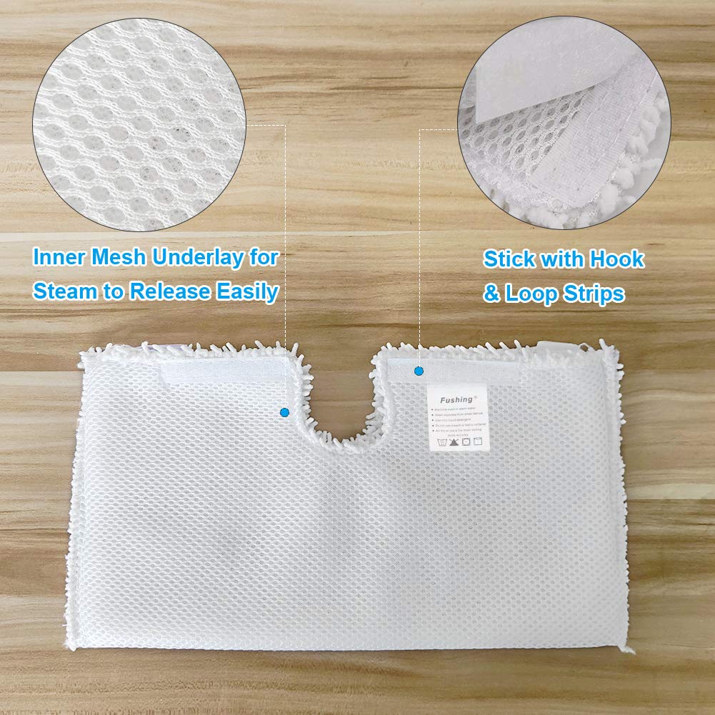 Fushing 6Pcs Steam Mop Pads, Washable Microfiber Cleaning Steamer Replacement Pads for Shark Steam Mop S3501 S3601 S2902 S3901 S3550 S3601D S3801 S3801CO SE450 S2901