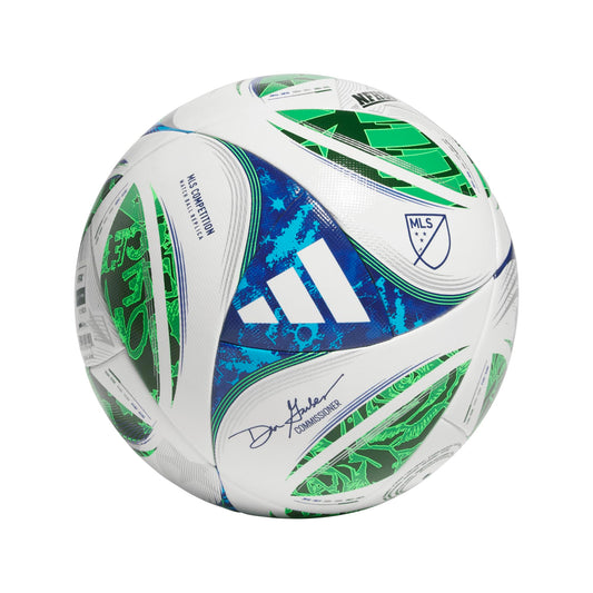 adidas Unisex-Adult MLS Competiton Nativo Soccer Ball,White/Green/Solar Blue/Glory Blue,4