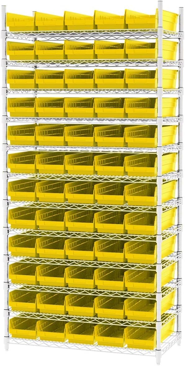 Akro-Mils 30138 18-Inch by 6-Inch by 4-Inch Plastic Nesting Shelf Bin Box, Yellow, Case of 12