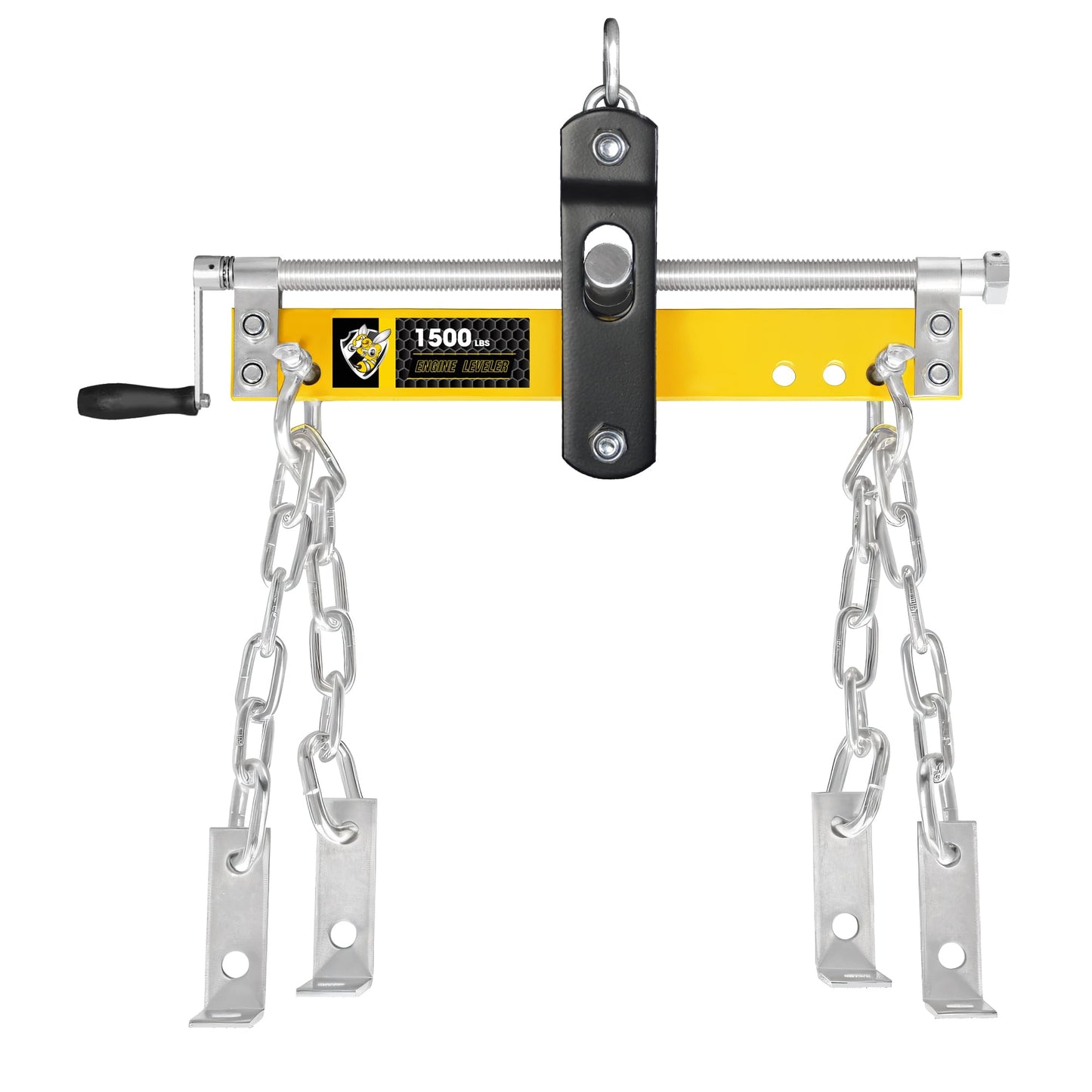 YELLOW JACKET Engine Leveler 1500lbs Steel Engine Hoist Shop Crane with Ball Bearing, Adjustable Handle