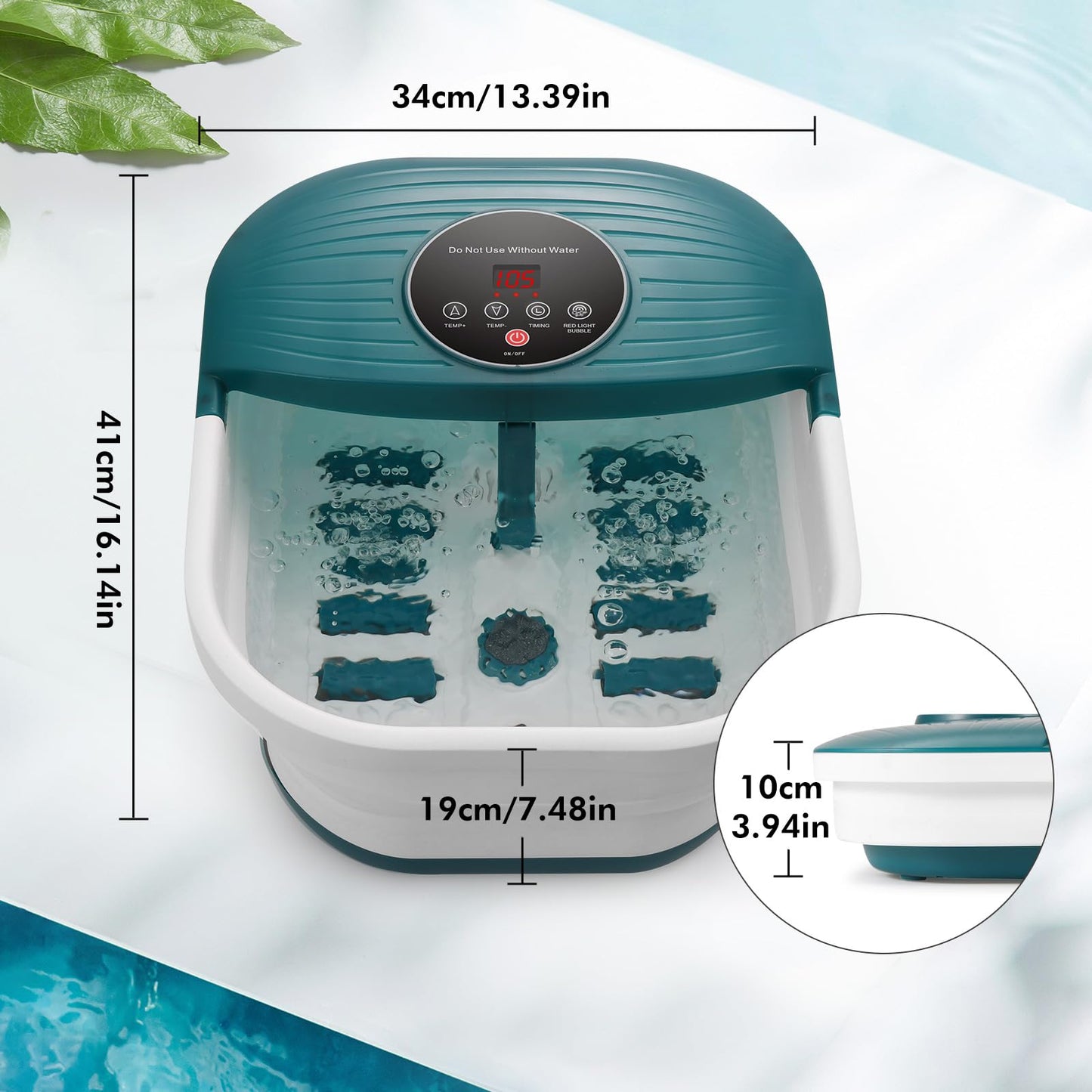 Collapsible Foot Spa Bath Massager with Heat, Bubble, 35-48℃ /95-118℉ Adjustable Temperature Fast Heating, Massage Rollers(Non-electric) with Detachable Massage Points Relief at Home