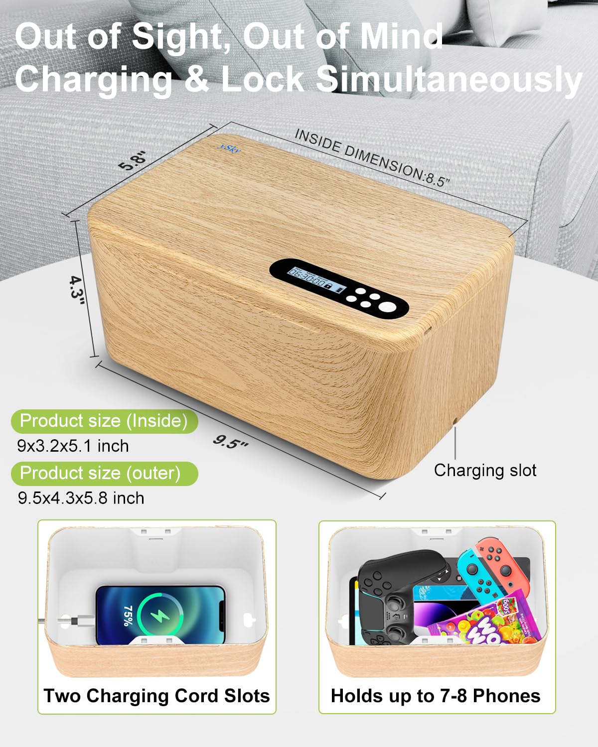 Safe Timed Lock Box, Phone Lock Box with Timer Unplug from Phones, Video Games,Social Media,Snacks&Cravings, Self-Control Phone Locker Time Locking Container Storage Box for Addiction Management