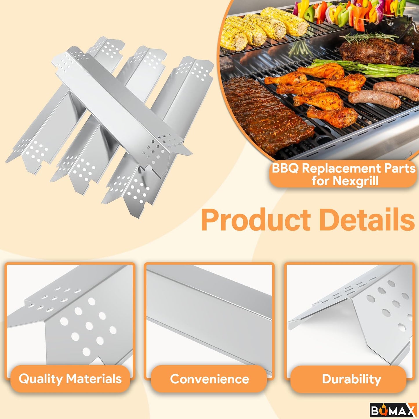 Barbecue Replacement Parts for Nexgrill Replacement Parts 4 Burner 720-0958A, 720-0830H, 720-0864, 720-0830D, BBQ Heat Plate Shields and Burner for Nexgrill BBQ Parts