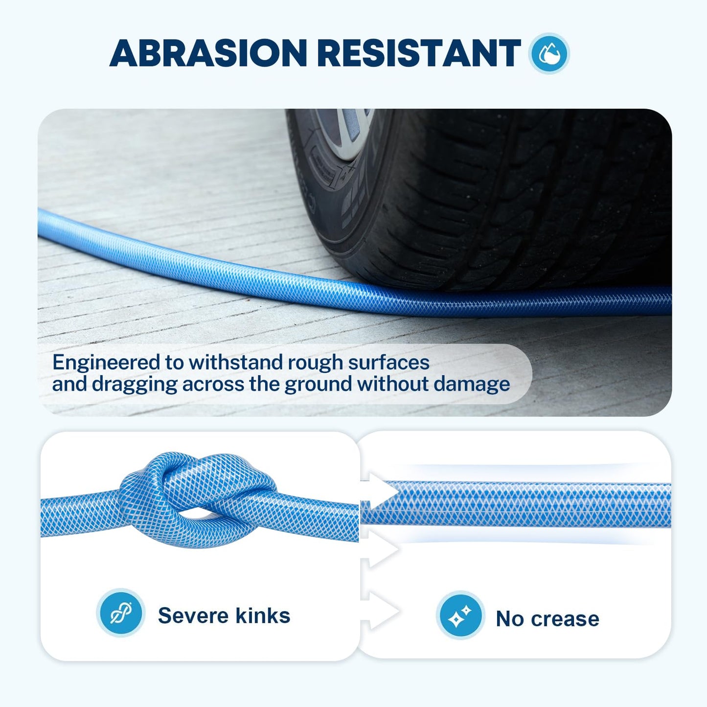 Kohree 25FT Upgraded RV Water Hose with Storage Bag, 5/8" Premium Drinking Water Hose, Leak Free, No Kink, Reinforced PVC Design w/Strain Relief Ends, Flexible Garden Hose for RV, Camper, Truck - Blue
